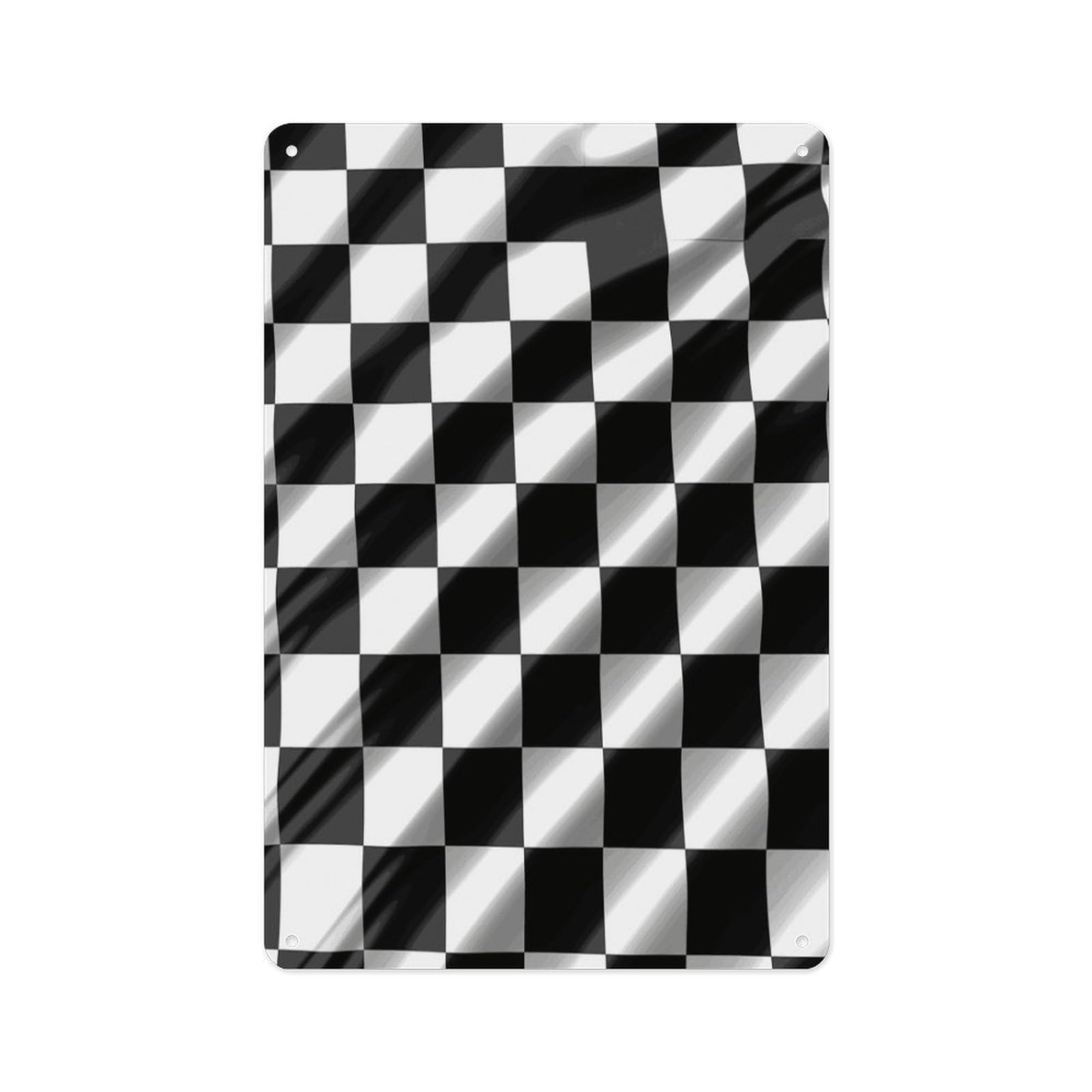 Fekiloot Style Black White Race Checkered Flag Wall Decor Metal Signs Tin Signs Poster