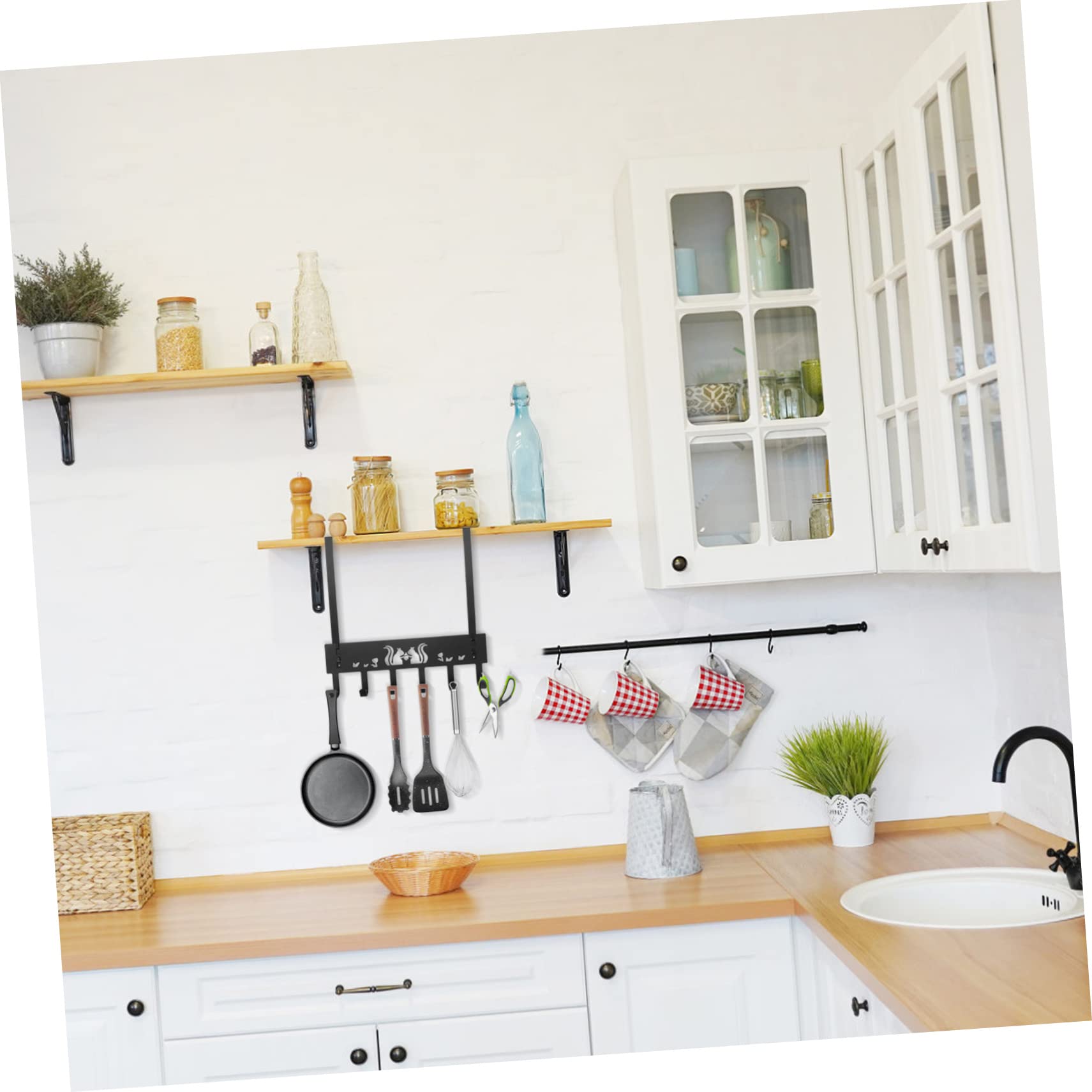 Unomor Iron Storage Shelf Over The Door Towel Hook Door Hooks Hanger Hanging Closet Organizer Smooth Edge Design No Hole