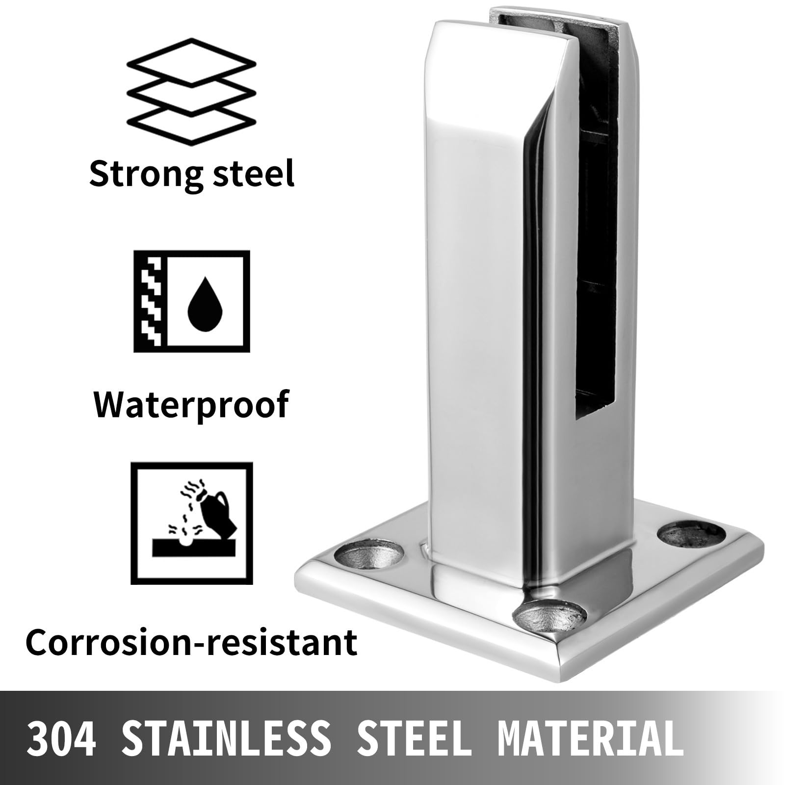 Zacisk szklany ze stali nierdzewnej dom ogród balkon szklane czopy słupek balustrada zacisk zaciskowy ogrodzeniowy Stabilna Paca(Silver Square 10pcs)