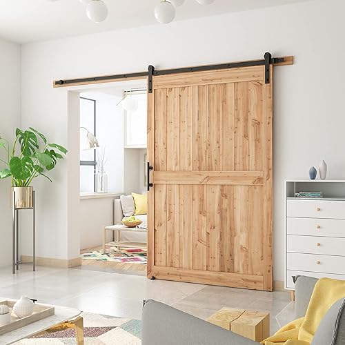 Vista 44 de SMARTSTANDARD Kit de herrajes para puerta corrediza de granero resistente de 7.5 pies, color negro