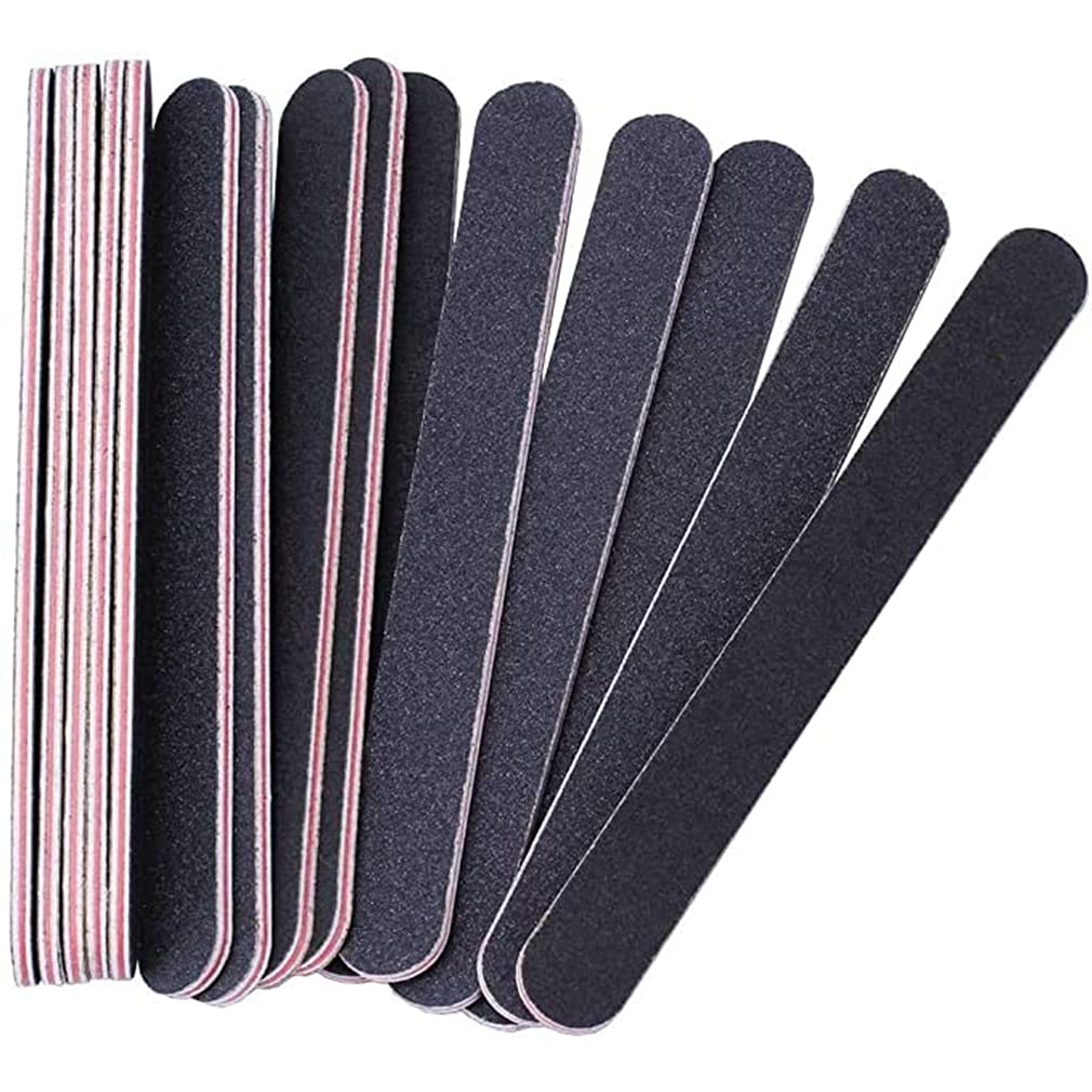 15pcs Nail Files 100/180 grit,Double-Sided Emery Board Professional Nail Styling Tools Nail Trimming Grinding Polishing Shining Fingernail Files Manicure Tools for Home and Salon Use(Black)