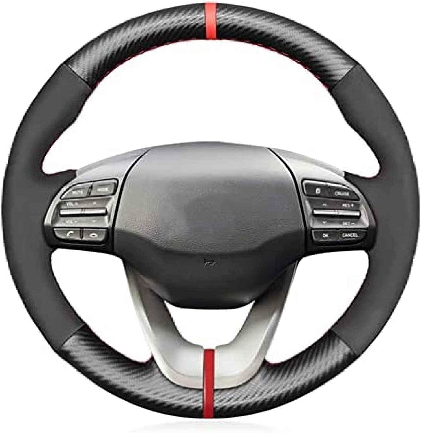 abrupt Pokrowiec na kierownicę samochodu do Hyundai Veloster I30 Elantra 2017 2018 2019, pokrowiec na kierownicę samochodu, oddychający, odporny na zużycie, pokrowce na kierownicę akcesoria do wnętrza samochodu