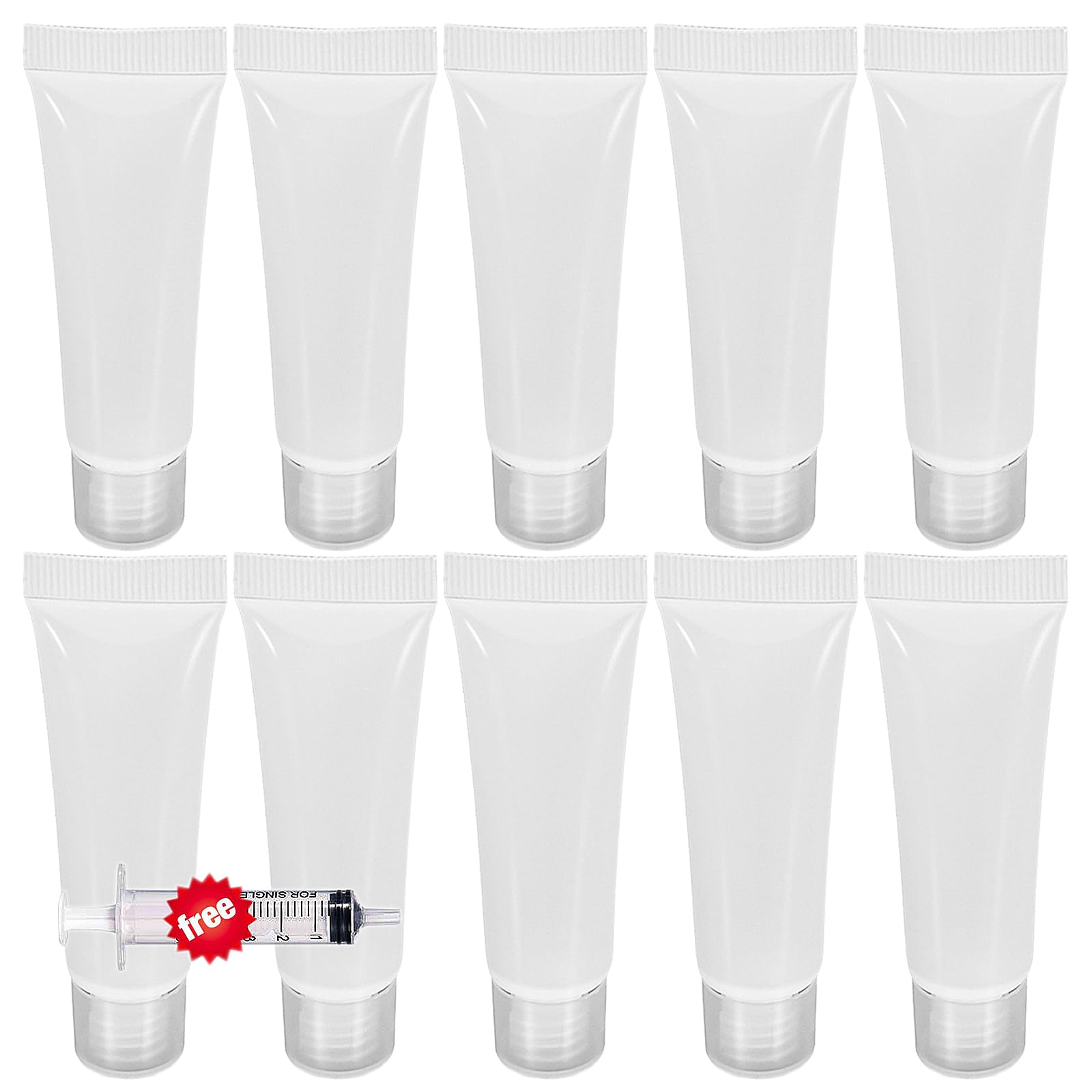 HANSPORTA 10PCS Empty Tubes for Cream Refillable Travel Tubes 15ml Empty Tubes for Facial Cleanser Hand Cream Clear Plastic Squeeze Sample Bottles