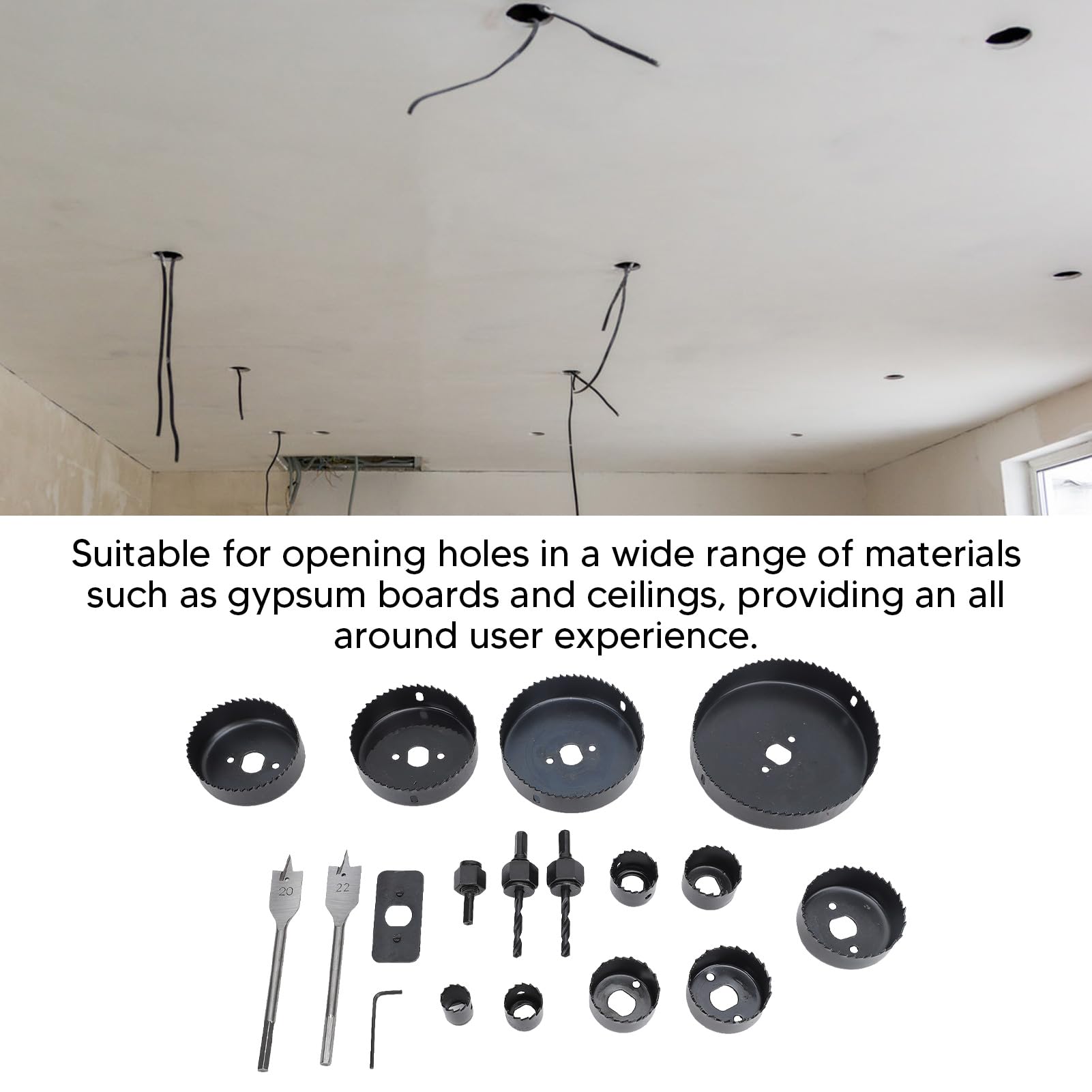 Hole Saw Set: 18PCS Set Hole Set Carbon Steel Multifunctional Efficient Hole Saw Drill Bit Kit for Plasterboards with Storage Box