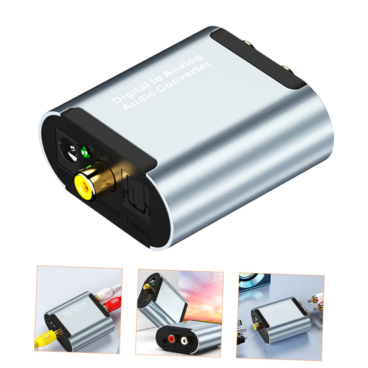 Toyvian Convertitore Audio da Ottico a Analogico Coassiale, Conversione del Segnale Audio, 32 Khz-96 Khz, Lega di Alluminio, Installazione Facile, Uso Domestico