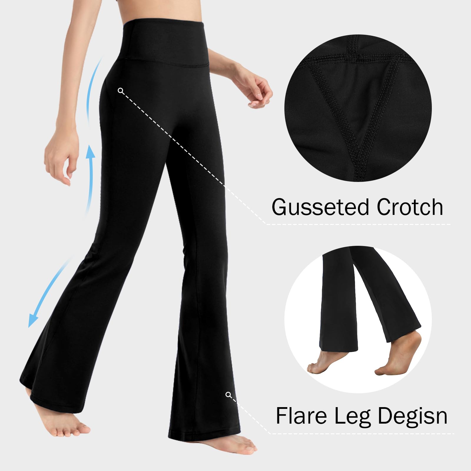 HomyComy Donna Pantaloni Bootleg da Yoga a Vita Alta Controllo di Pancia Elastico Eleganti Pantaloni da Donna Bootcut per Pilates Danza Fitness Palestra Allenamento
