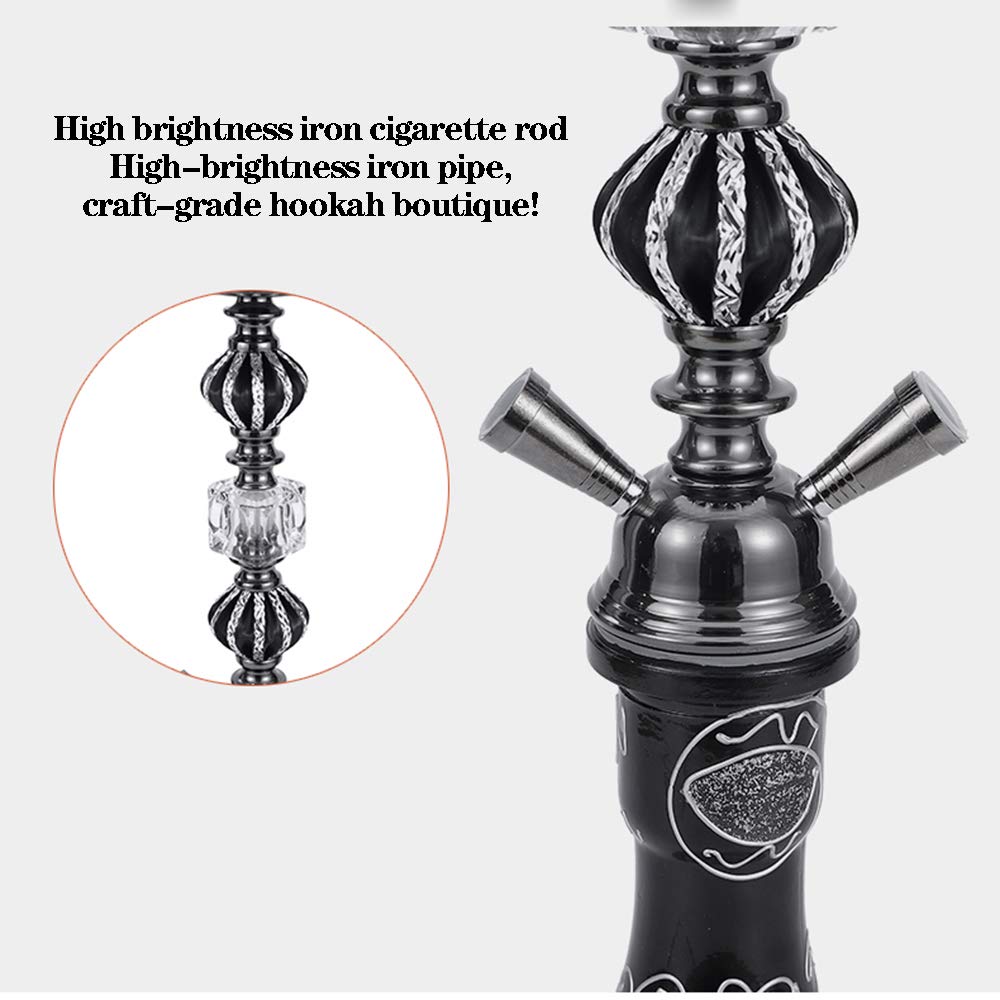 Cachimba Shisha Hookah Kit Set Hookah de Vidrio de 2 Mangueras, con Hookah Bowl Clip de Carbón Gratis Papel de Aluminio Y Boquilla Juego Completo de Hookah,2 Hose