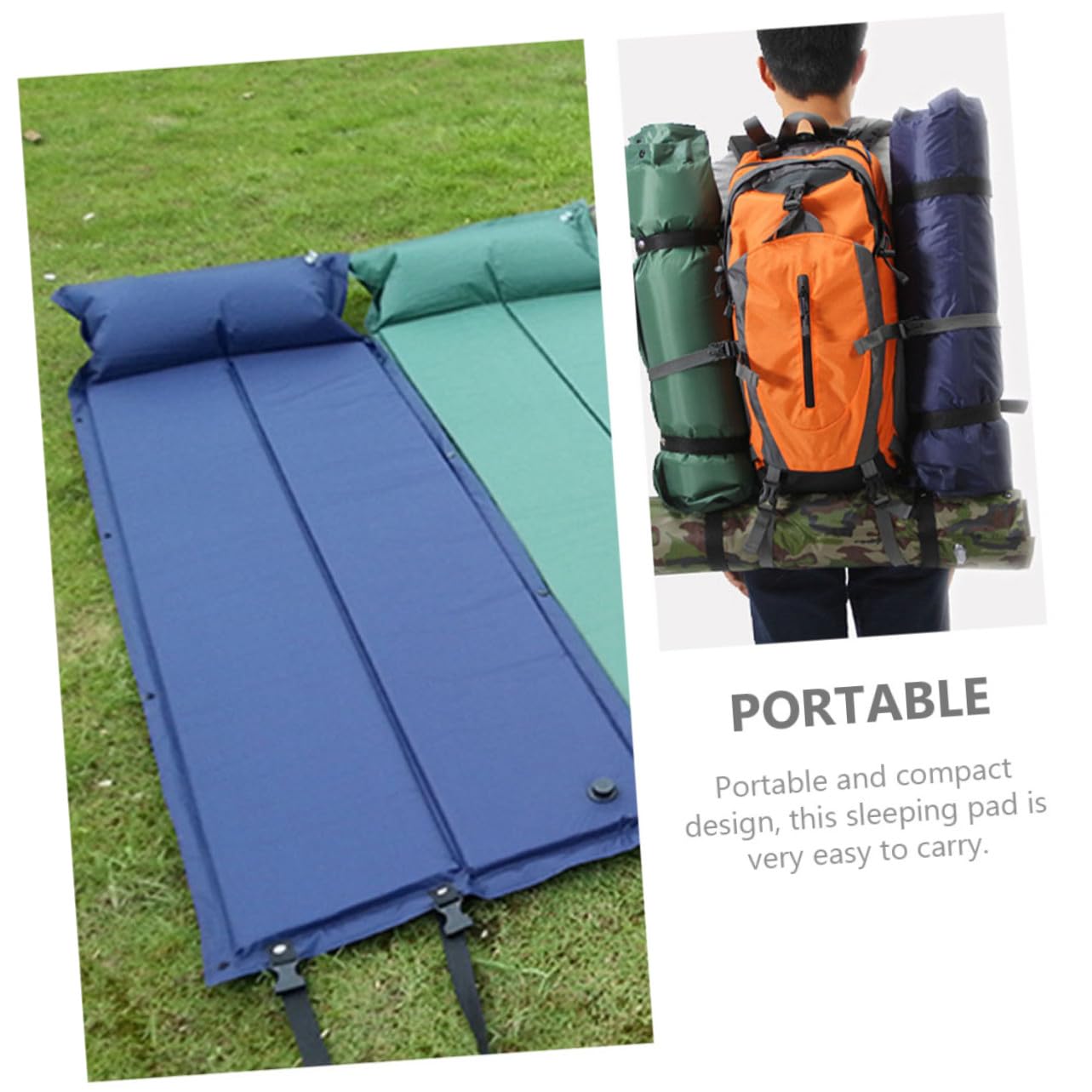 Materassino Gonfiabile da Campeggio Resistente e Pieghevole con Cuscino Integrato Accessorio per Dormire per Escursioni e attività Outdoor