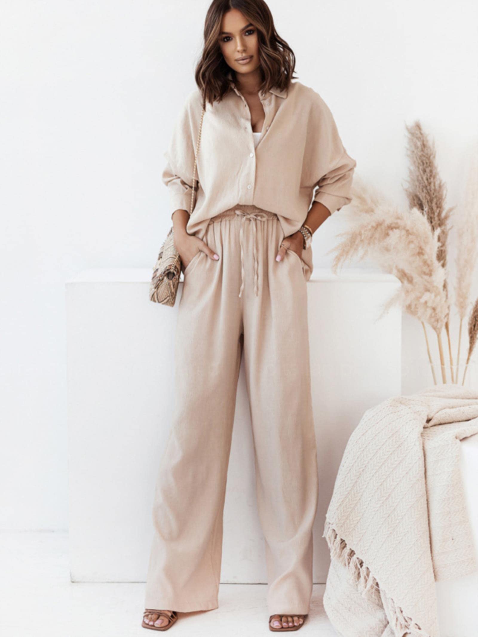 Sawmew Broekpak Vrouwen Elegante 2 Delige Set Blouses Button Down en