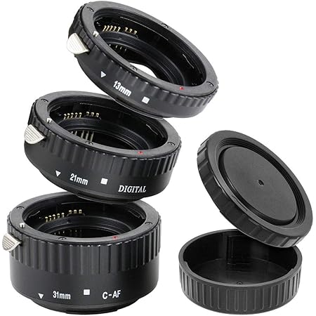 Automatik Zwischenringe "3-teilig 31mm, 21mm & 13mm" für Makrofotographie kompatibel mit Canon EF/EF-S EOS 1200D, 1100D, 1000D, 700D, 600D, 550D, 500D, 450D, 400D, 300D, 70D, 60D, 50D, 40D, 30D, 5D