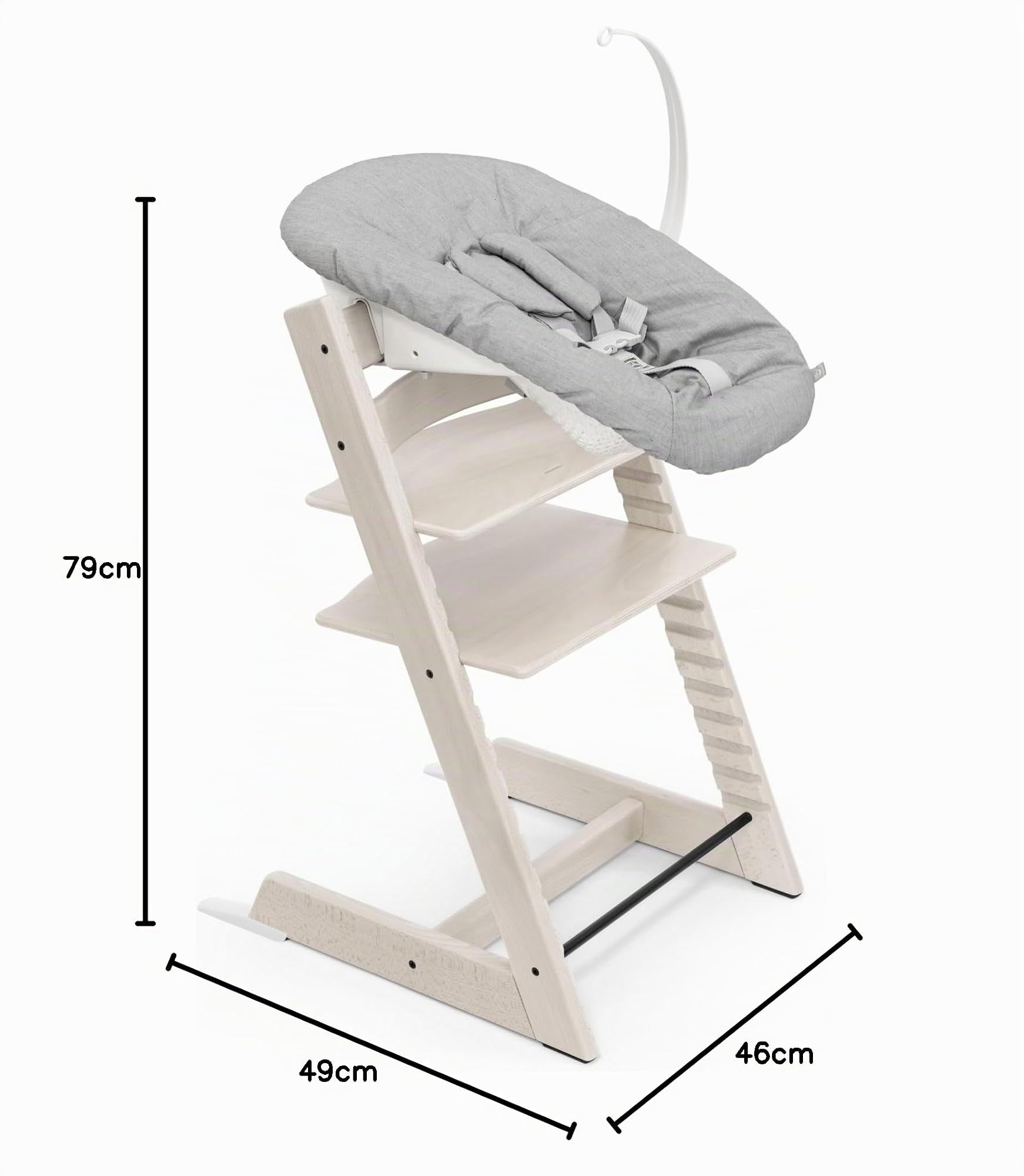 Stokke Tripp Trapp (Bianco Roto) con Newborn Set (Grigio) - Per neonati fino a 9 kg - Accogliente, sicuro e facile da usare