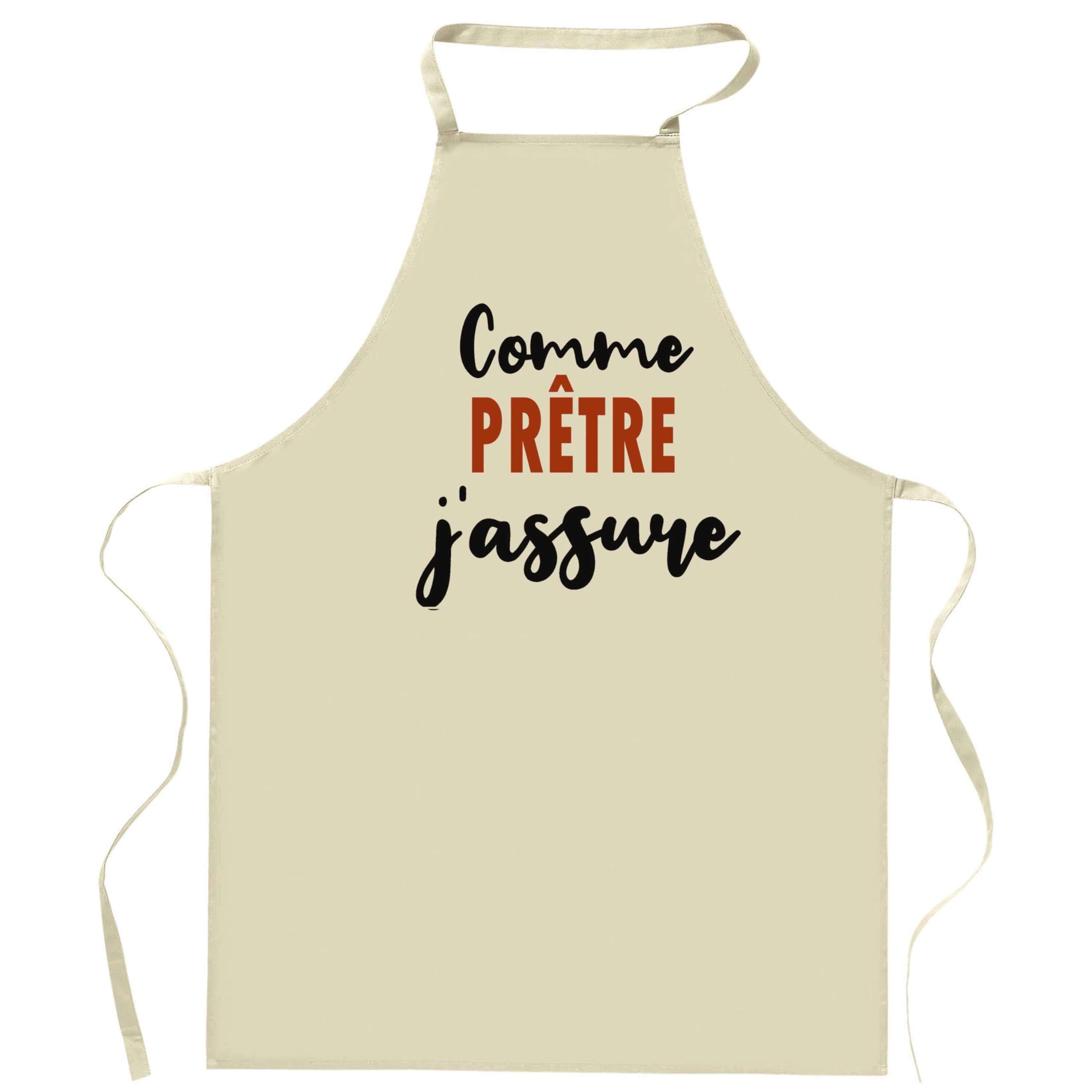 Otshirt Tablier Comme Prêtre J'assure - Apron - Idée Cadeau Tablier Personnalisable Anniversaire Fête Original Famille Travail Départ Collègue Retraite Noël.