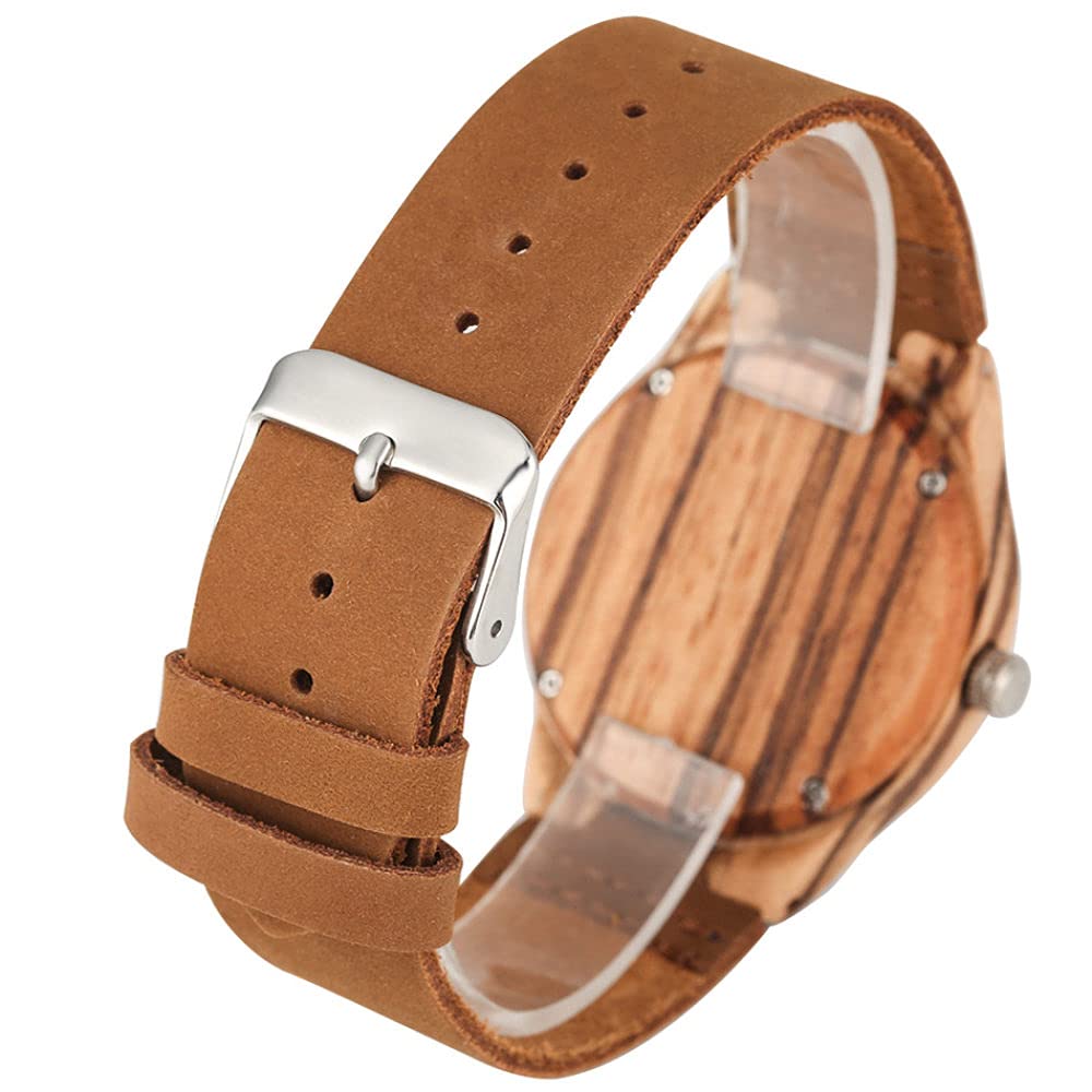 CAIDAI&YL Hot New Brown Wood Lady Orologi Design Unico quadrante in Pelle da Donna Orologio in Legno, Marrone