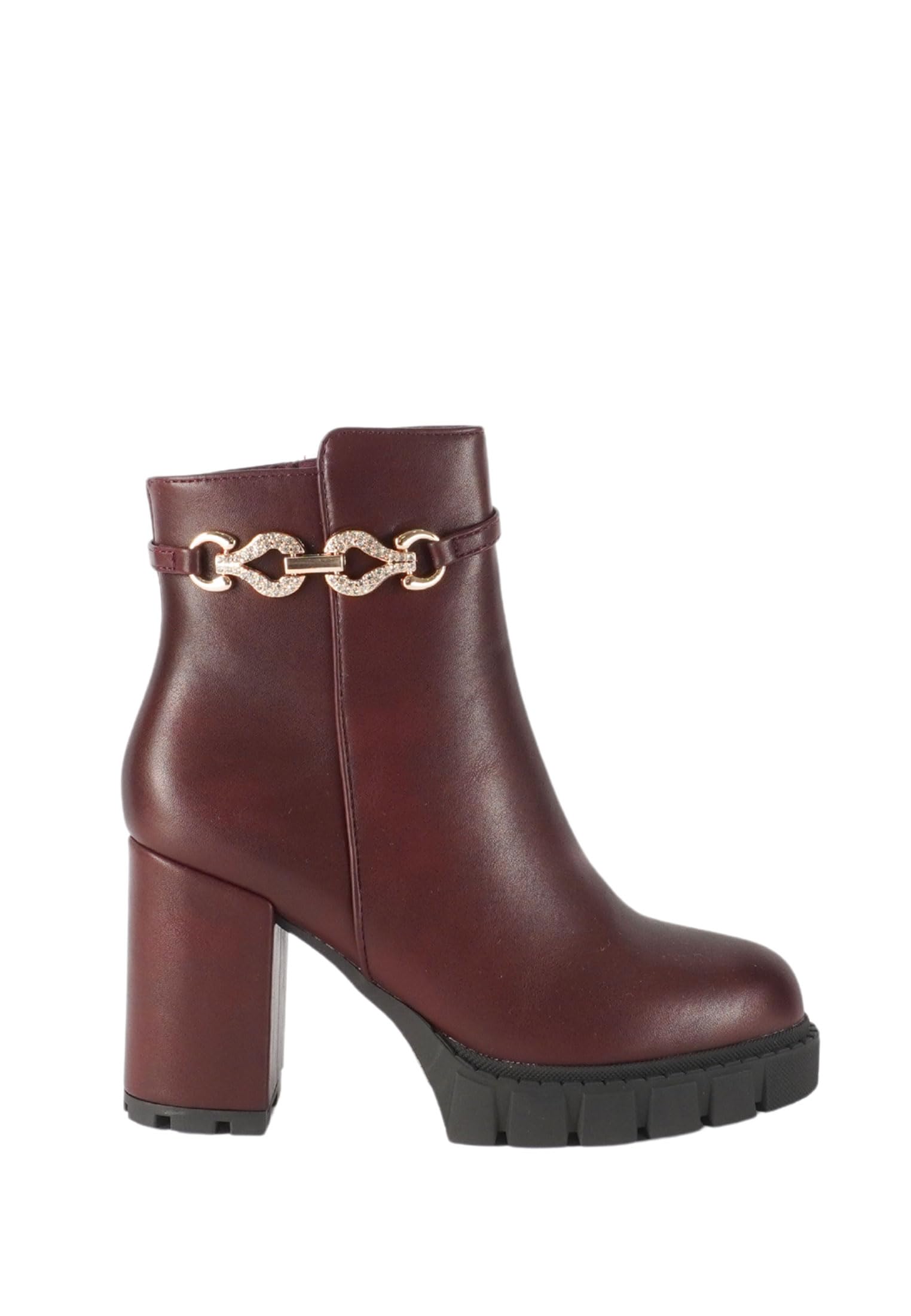 Ciabalù Stivaletti Donna con Tacco Alto Scarpa Elegante con Cinturino Gioiello e Strass, Platform 2.5cm, Tacco 9cm, Gambale 12,5cm, Zip Laterale