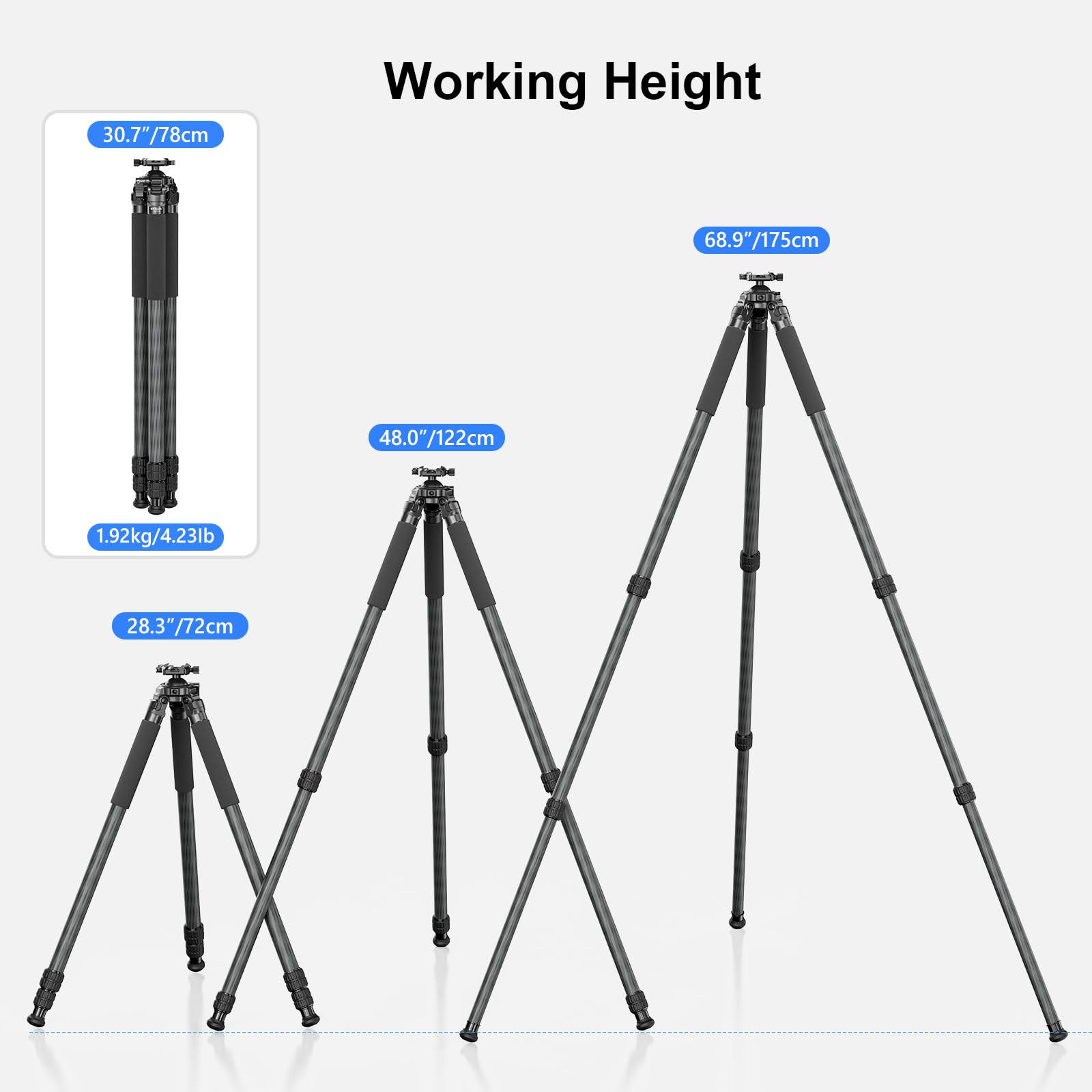 WEYLLAN HU323K Trépied en Fibre de Carbone pour la Chasse, avec 52mm Rotule, 80mm MLOK Arca Rail, Plaque Arca QR, Arca to Picatinny Adapter, pour la Chasse et Le Tir, Charge Maximale 25 kg