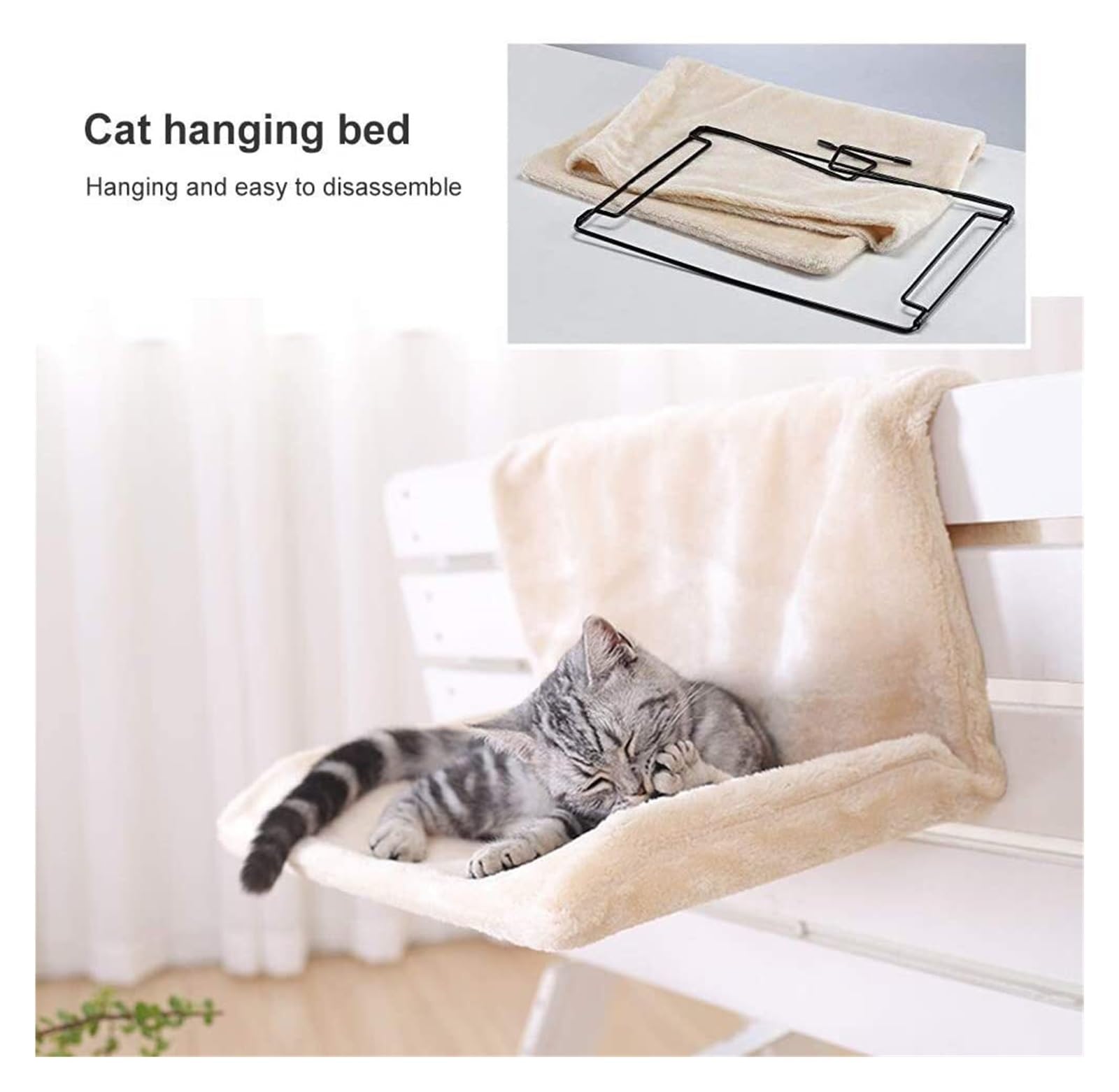 Letto For Gatti Sospeso Amaca For Rimovibile Letti For Animali Domestici For Panca Radiatore Nido For Gattini Con Robusti Accessori For Struttura In Metallo Amaca Per Gatti(Black)