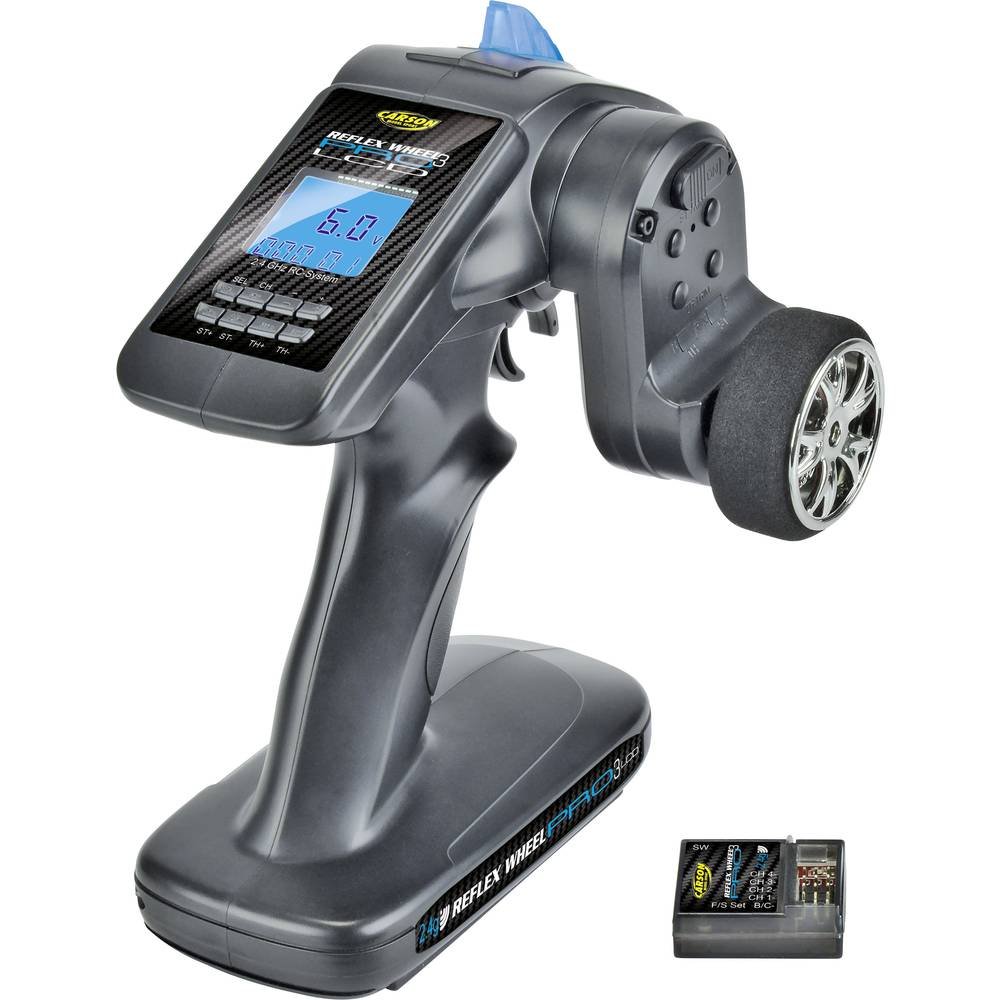 Carson Reflex Wheel PRO III, radiotelecomando ergonomico Professionale 3 LCD 2,4 GHz, per Auto telecomandata, 11,1 V, 500500054 FS 3K.