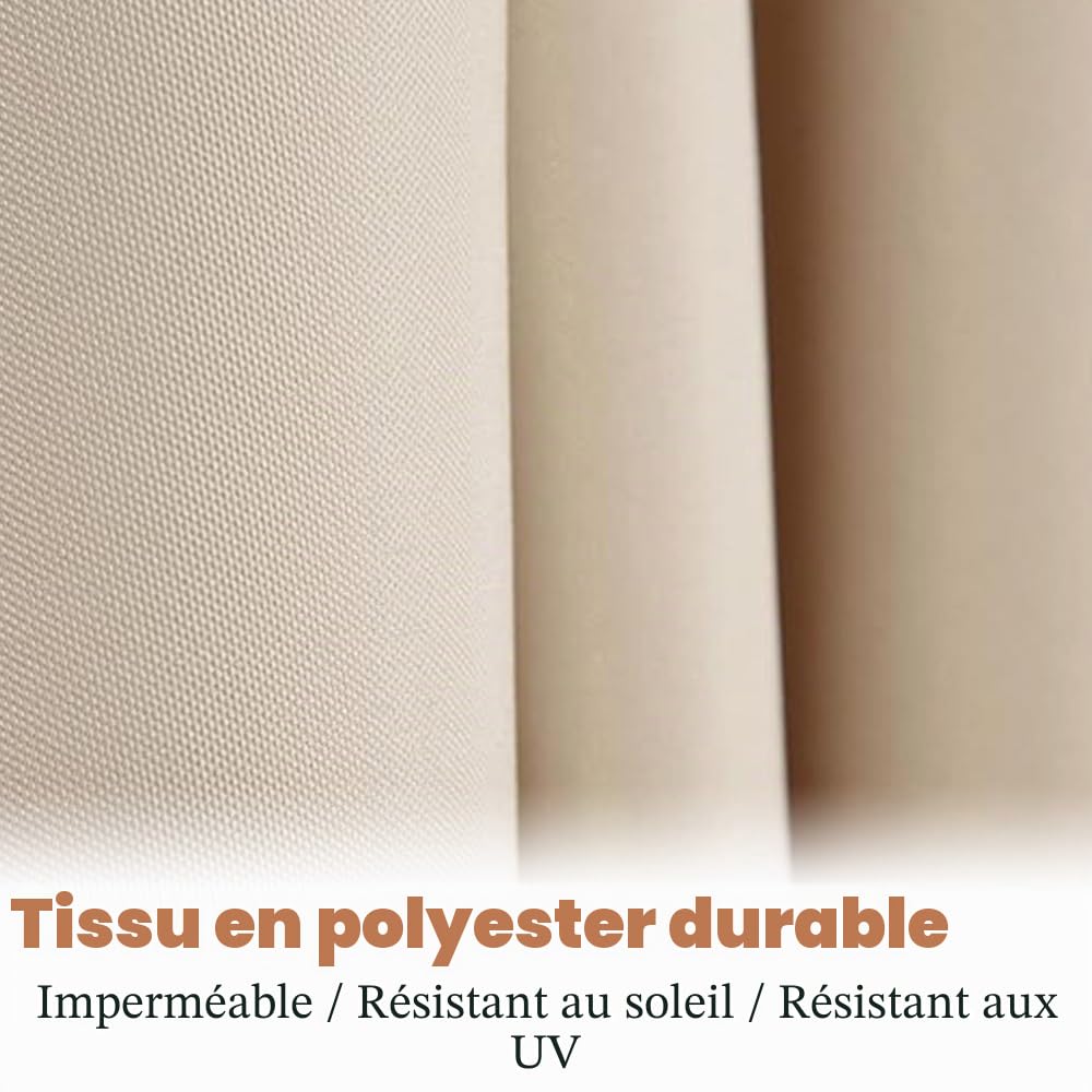 3x3/3x4/2.5x2.5m Housse De Rechange pour Parasol Déporté Toile De Rechange pour Parasol Carré 8 Baleines Anti-UV Dessus De Parapluie De Remplacement(Khaki,3x3.0m/9.8x9.8ft)