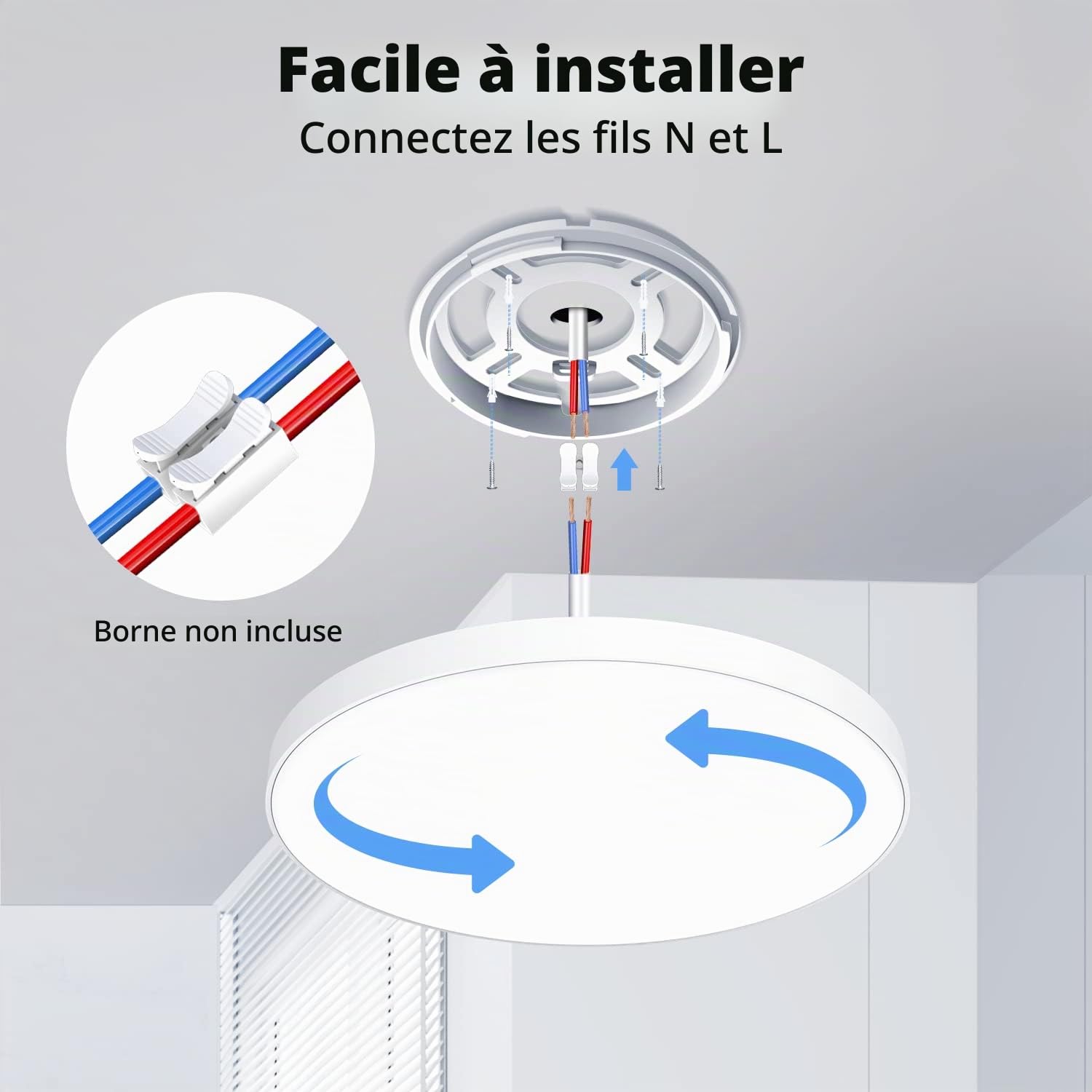 OUILA Plafonnier LED 24W 6500K - 2PCS Luminaire IP44 Ø28 CM pour Salle de Bain, Chambre, Cuisine, Salon, Balcon