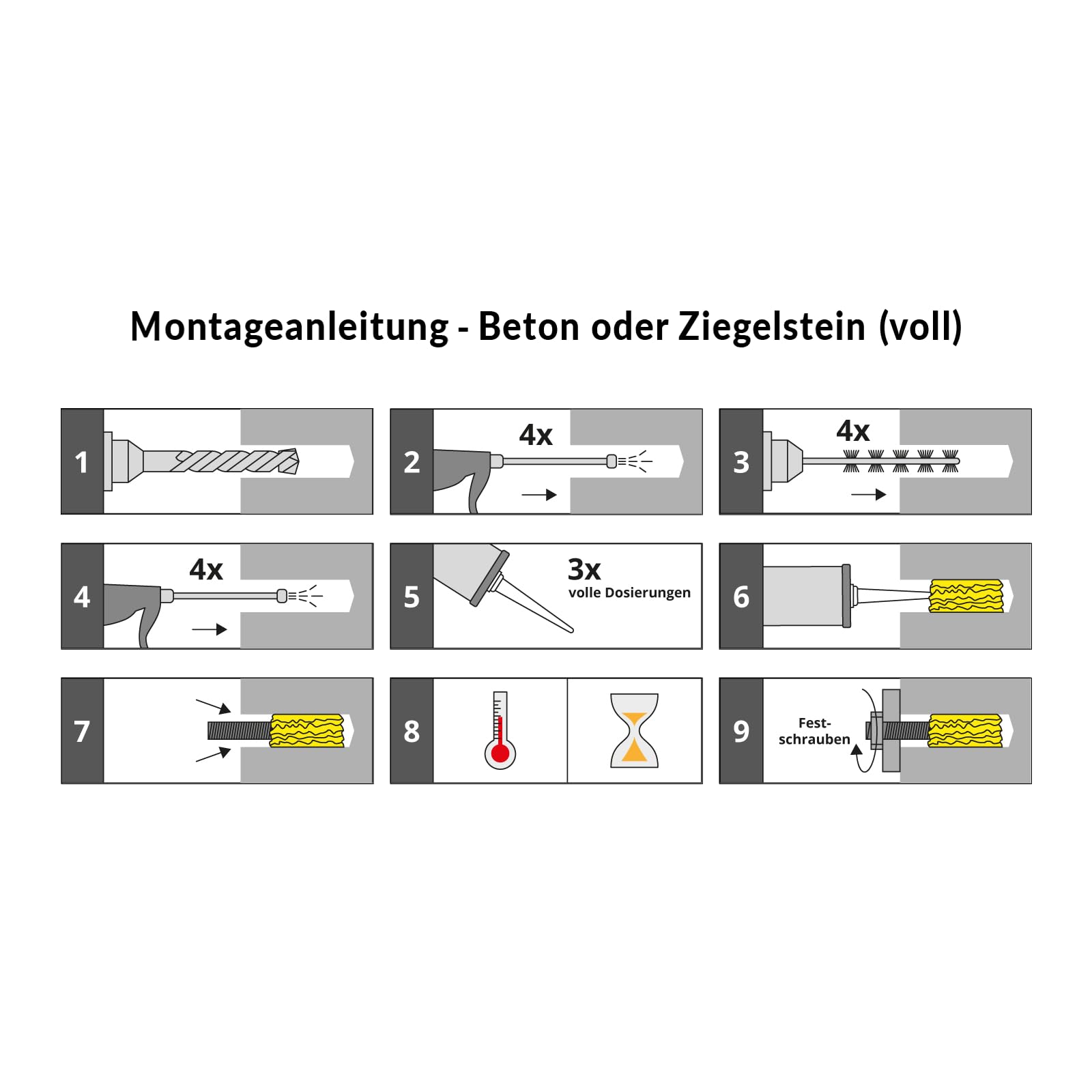 TECPO 6x Injektionsmörtel SF 300 ml inkl. Statikmischer Vebundsmörtel Ankerkleber Innen & Aussen Mörtel zur Befestigung von Voll- und Hohlbaustoffen