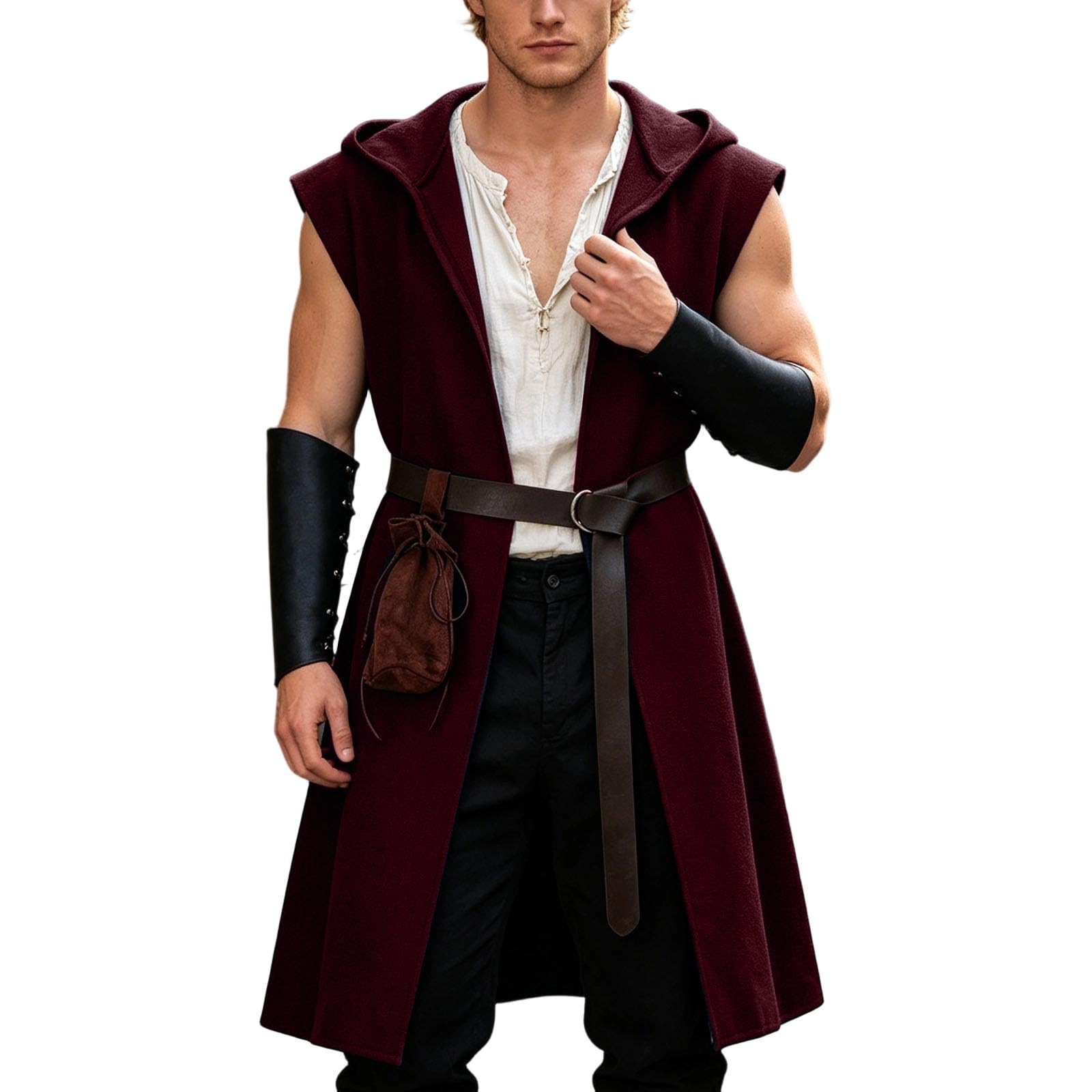 MaNMaNing Deguisement Halloween Cape Medievale Avec Haut Sans Manches Pour Scene Performance Cosplay Accessoire Pour Halloween Et Fetes Costume Carnaval