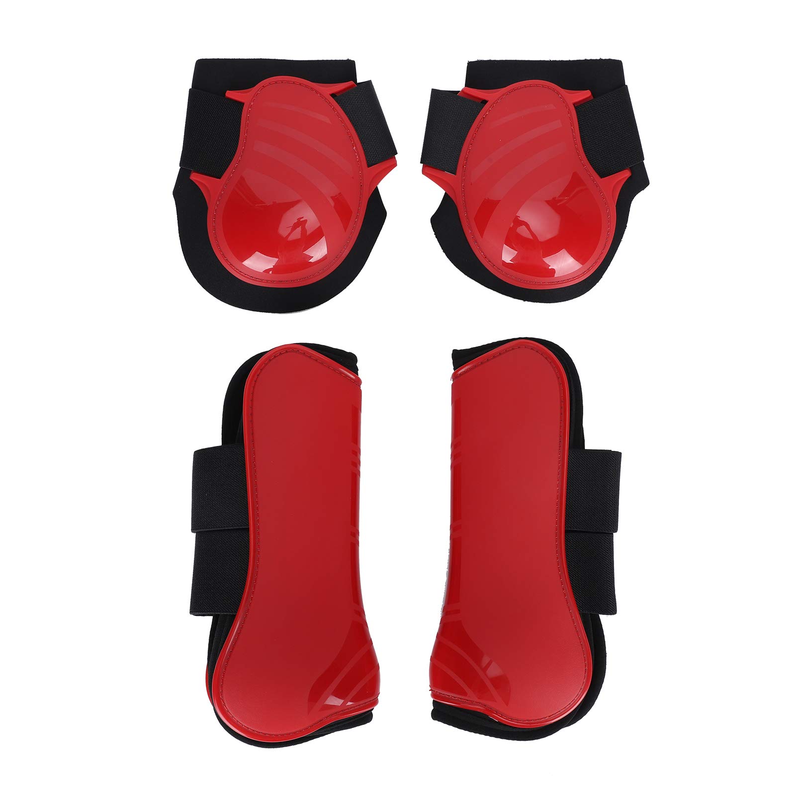 Horse Leg Cover, Breathable Durable Horse Elastic Boots, for Any Weather Race Horse Riding Training(red, A Set of Medium)