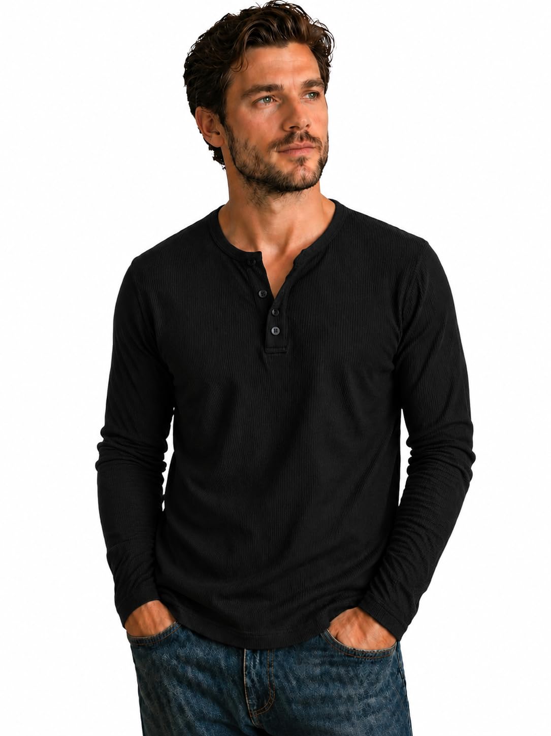 Men's Regular Fit Waffle Full Sleeve Henley Tshirt|| Tshirt for Men-picture-26