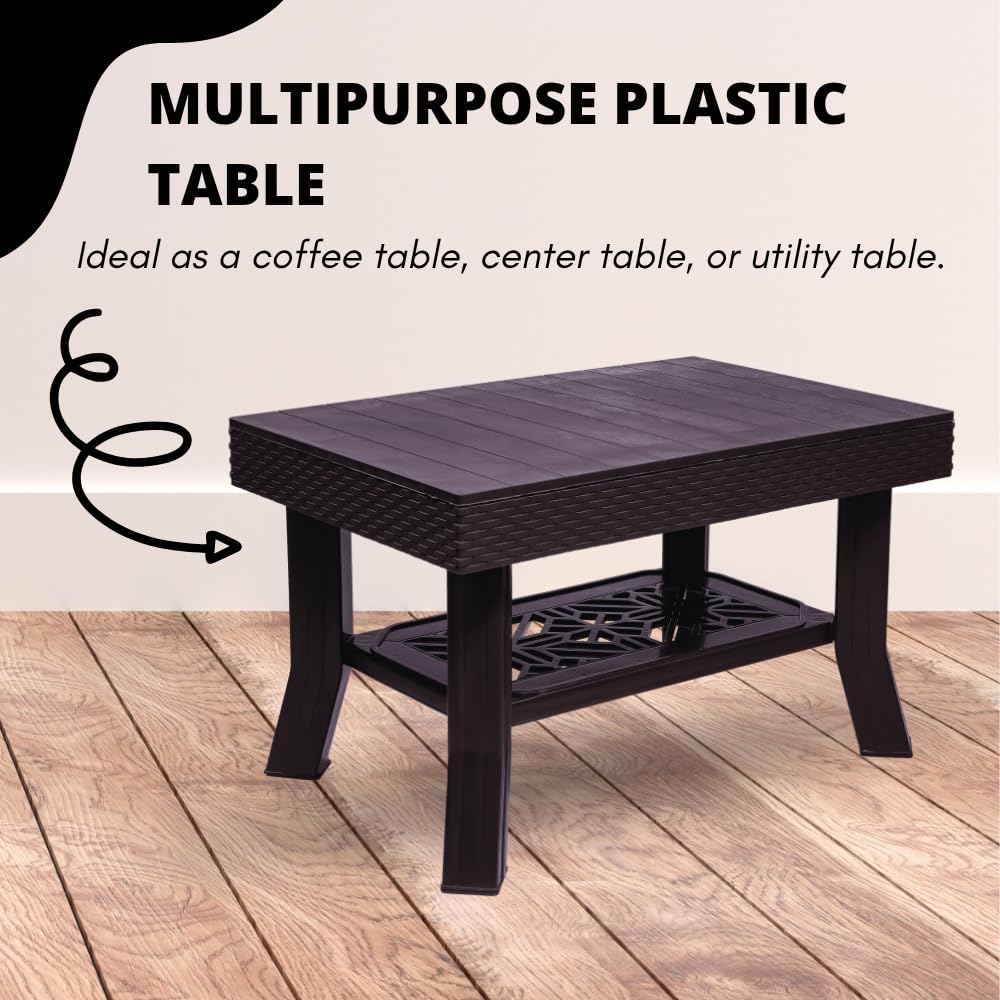 Patiofy Double Top Multipurpose Centre Table | 2 Tier Coffee Table with Storage for Living Room | Foldable & Easy to Carry Anywhere- Brown 4