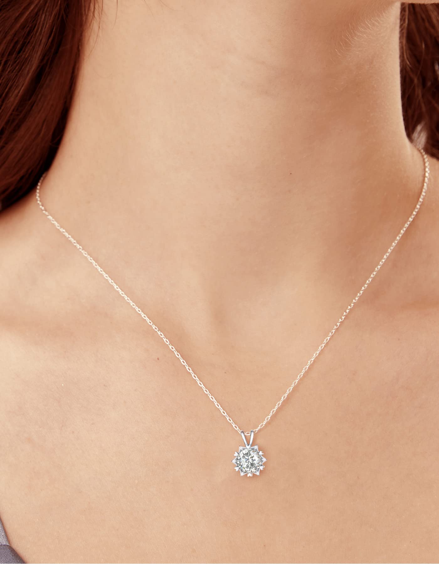 MomentWish Punto Luce Collana, 1Ct Moissanite Diamanti Ciondolo Collana Donna Argento 925 con Certificato Gra Gioielli Regalo Festa della Mamma Donna Compleanno