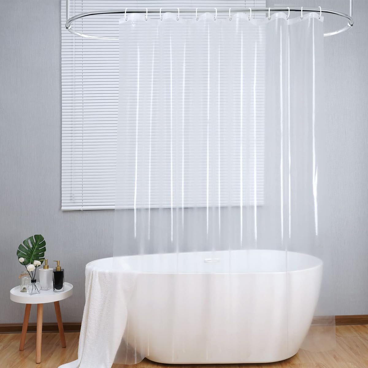 Cortina de Ducha PEVA Transparente 180x200 cm – Impermeable, Antimoho, Ligera – con Ojales para Bañera