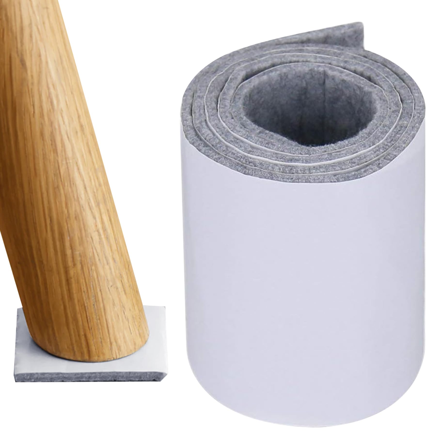 39x4x0.2 Inch Cuttable Adhesive Felt Rolls with Backing Scratches Soundproofing Felt Pads Roll for Furniture Rocking Chair Floor Protection