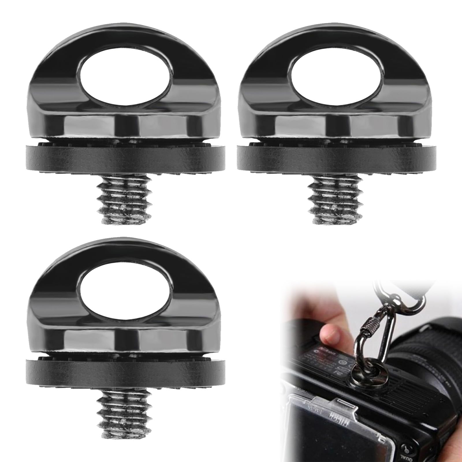 vis Adaptateur pour Sangle Appareil Photo et Caméra, Support à Vis 1/4" 3 Pcs Tokaneit