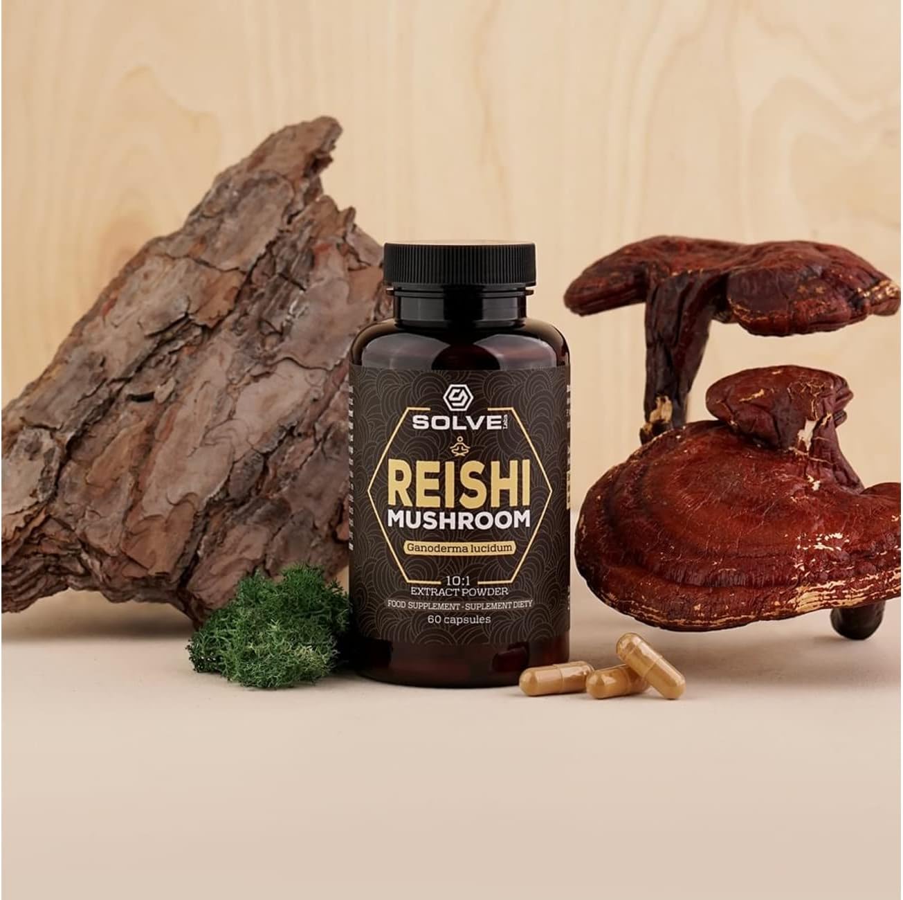 SOLVE Labs® ● Premium Reishi Mushroom Capsules ● 51% Beta-D-Glucans ● 10:1 Concentrate ● No Fillers & Additives ● Vegetarian & Kosher ● 60 Capsules ● 1 Month Supply - Image 4