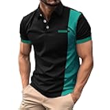 Mens Polo Shirts Lapel Collar Short Sleeve Casual Shirts Stretchy Button Up Summer Outdoor Business Golf Sport Tops