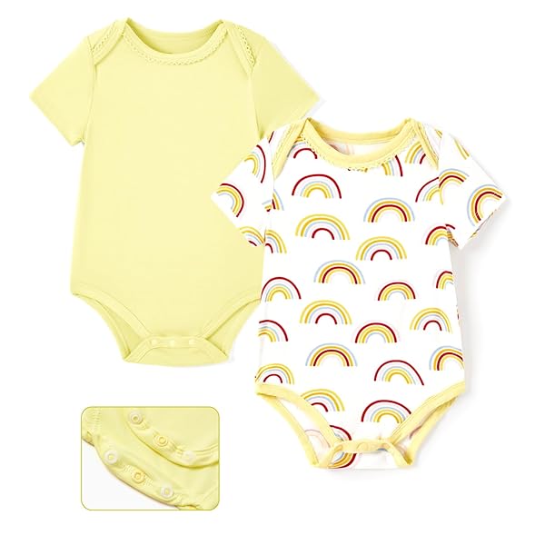 PATPAT Baby Bodysuits Supersoft Bamboo Viscose - Short Sleeve Boys and Girls - Newborn Infant Unisex Clothes Pack