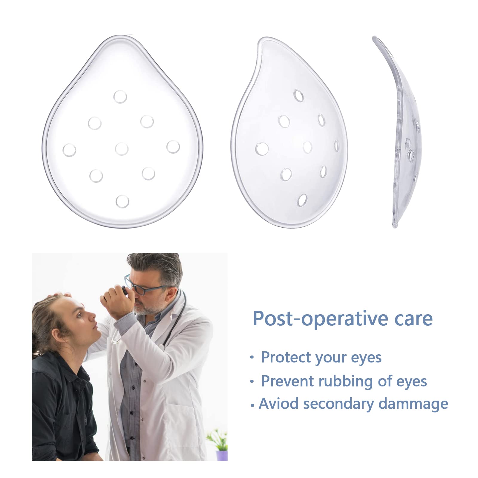 Protezione per Gli Occhi Dopo Operazioni, Trasparente, Ventilata Paraocchi, Clear Eye Protect Shield, Med Cataratta Sur-gery Proteggere la copertura (2 pezzi) (Modello con adesivo)