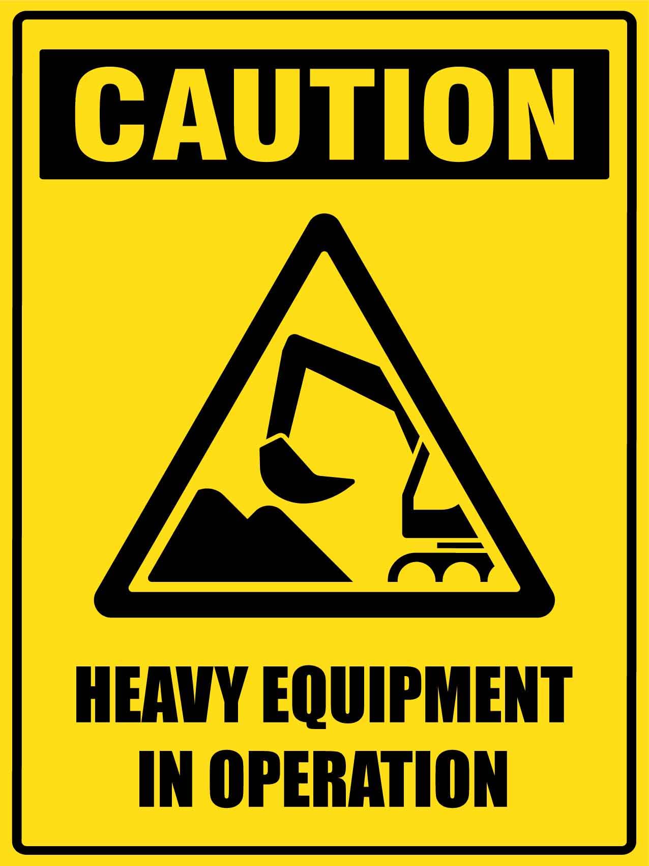 Metal Tin Sign Caution Heavy Equipment In Operation Warning Security Notice Signs Industry Yard Wall Decoration Plaque Indoor Outdoor Use 8 X 12 Inch