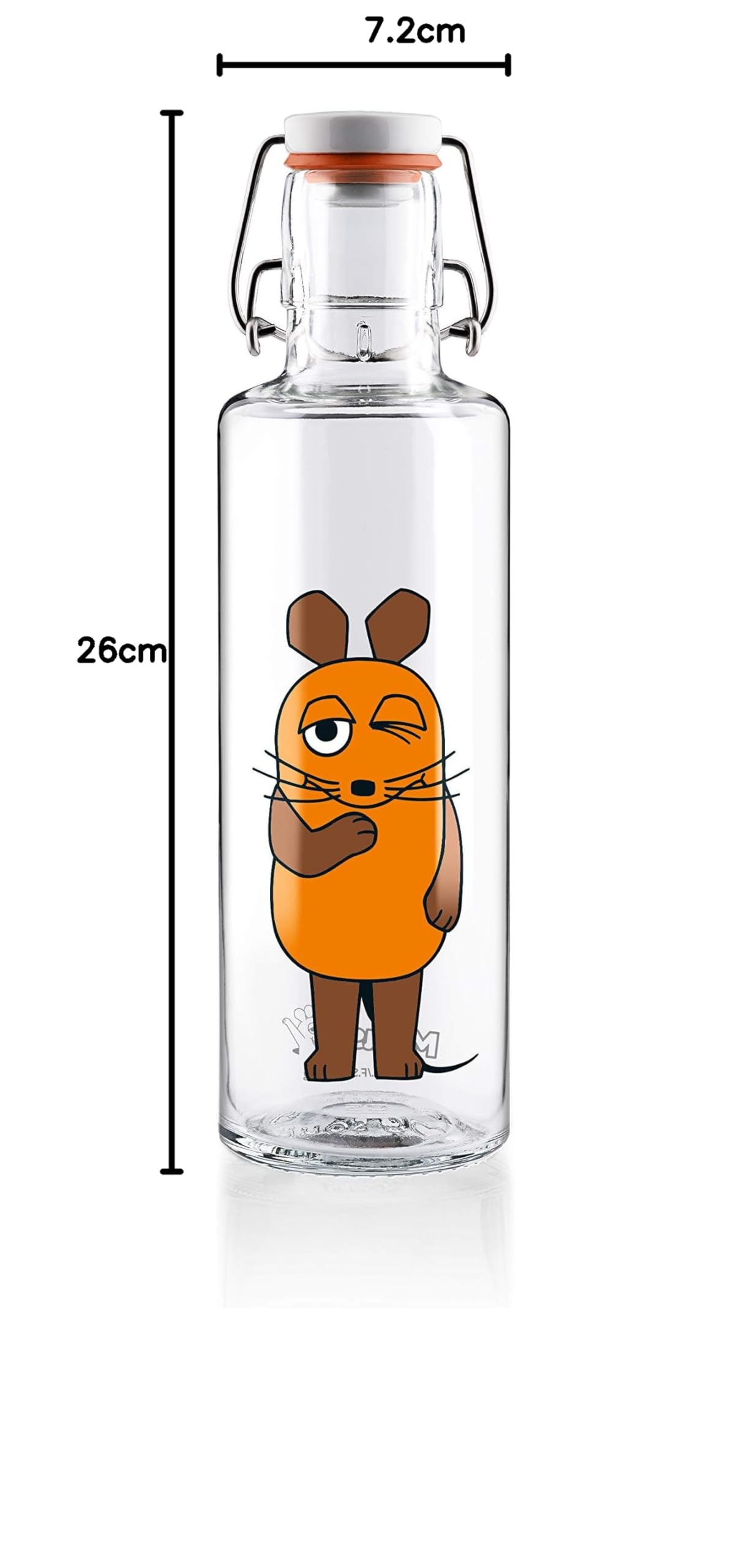 soulbottles 0,6l • Die Maus • Trinkflasche aus Glas • nachhaltig, plastikfrei, klimaneutral