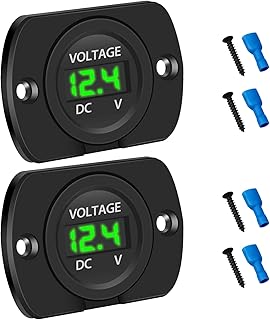Linkstyle 2 Pack DC 12V 24V Car Voltmeter with LED Digital Display Panel, Waterproof Voltage Gauge Meter with Terminals for Boat Marine Vehicle Motorcycle Truck ATV UTV Car with Green Light