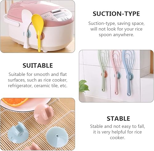 Miniatura 8 de YARDWE 4 soportes para cucharas de arroz, espátula de arroz, soporte de almacenamiento de cuchara, utensilios de cocina para hacer arroz, color azul