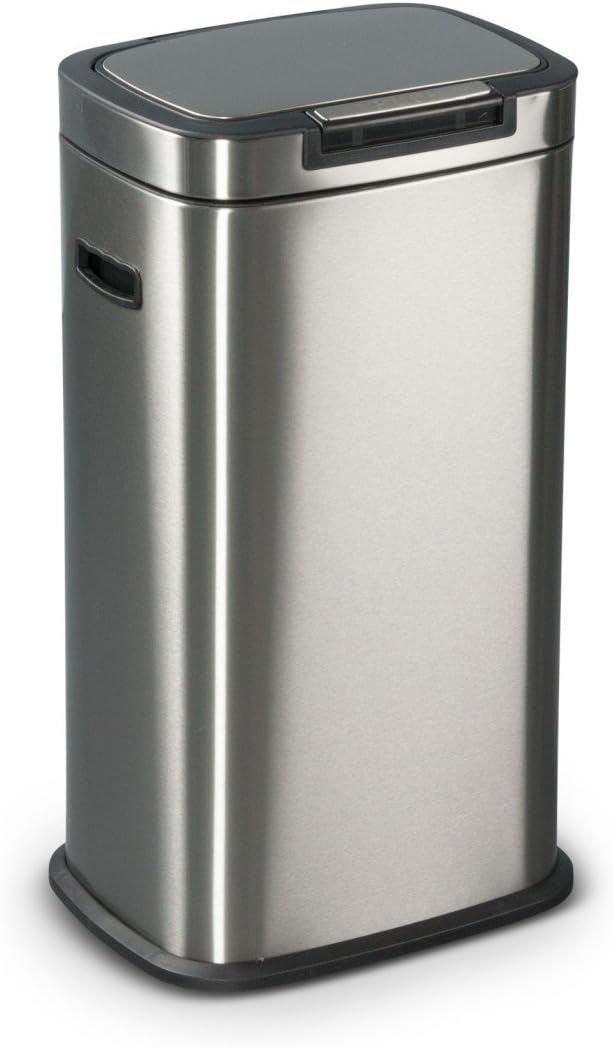 Dustbin, Rubbish Bin HELSINKI stainless steel, removable inner bin, dimensions: 38x29x67 cm (L/D/H), volume: 38 l, Trash Can
