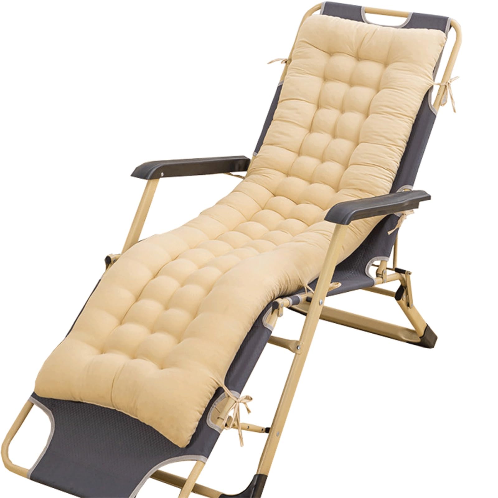 uyeoco Chair Cushions,Lounge Chaise Cushion Sun Lounger Mattress with Non-Slip Back Elastic Sleeve for Garden Outdoor/Indoor/Sofa/Tatami/Car Seat/Bench(Shallow camel,85x45x8cm)