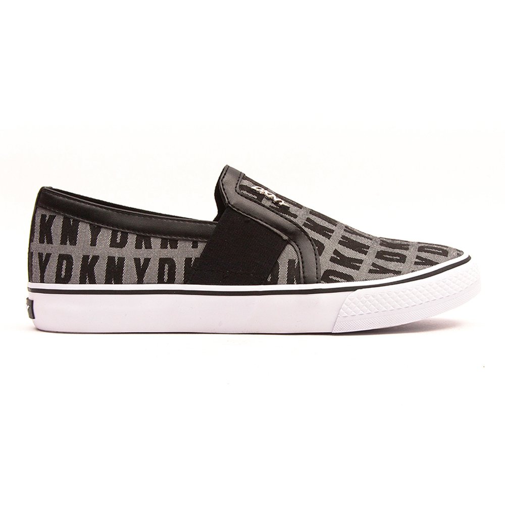 Donna Karan DKNY Women's Barrow Logo 2 White/Black HQ Print Fashion Sneaker Shoes