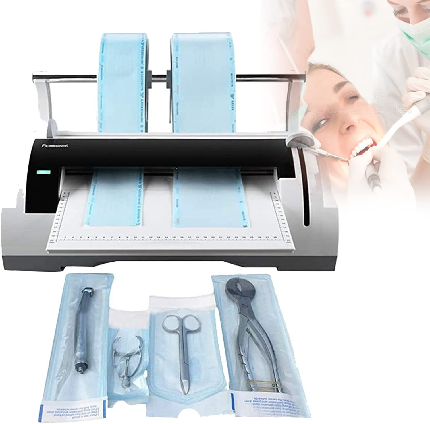 SONLED Macchina sigillante per Sacchetti di sterilizzazione Dentale, sigillante per Sacchetti dentali con sigillante Termico Medico da 100 W, sigillatrice per imballaggi in Acciaio Inossidabile
