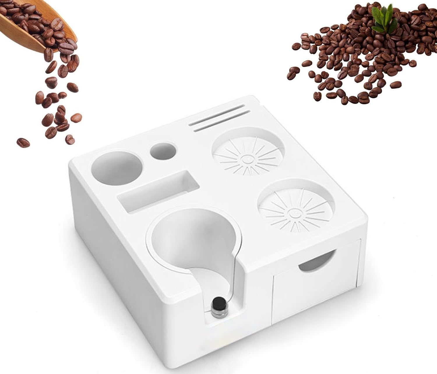 Regulowana stacja tamper do espresso, 51–58 mm, z szufladą, akcesoria baristy ABS, do domowego biura i kawiarni, idealne wsparcie dla miłośników espresso