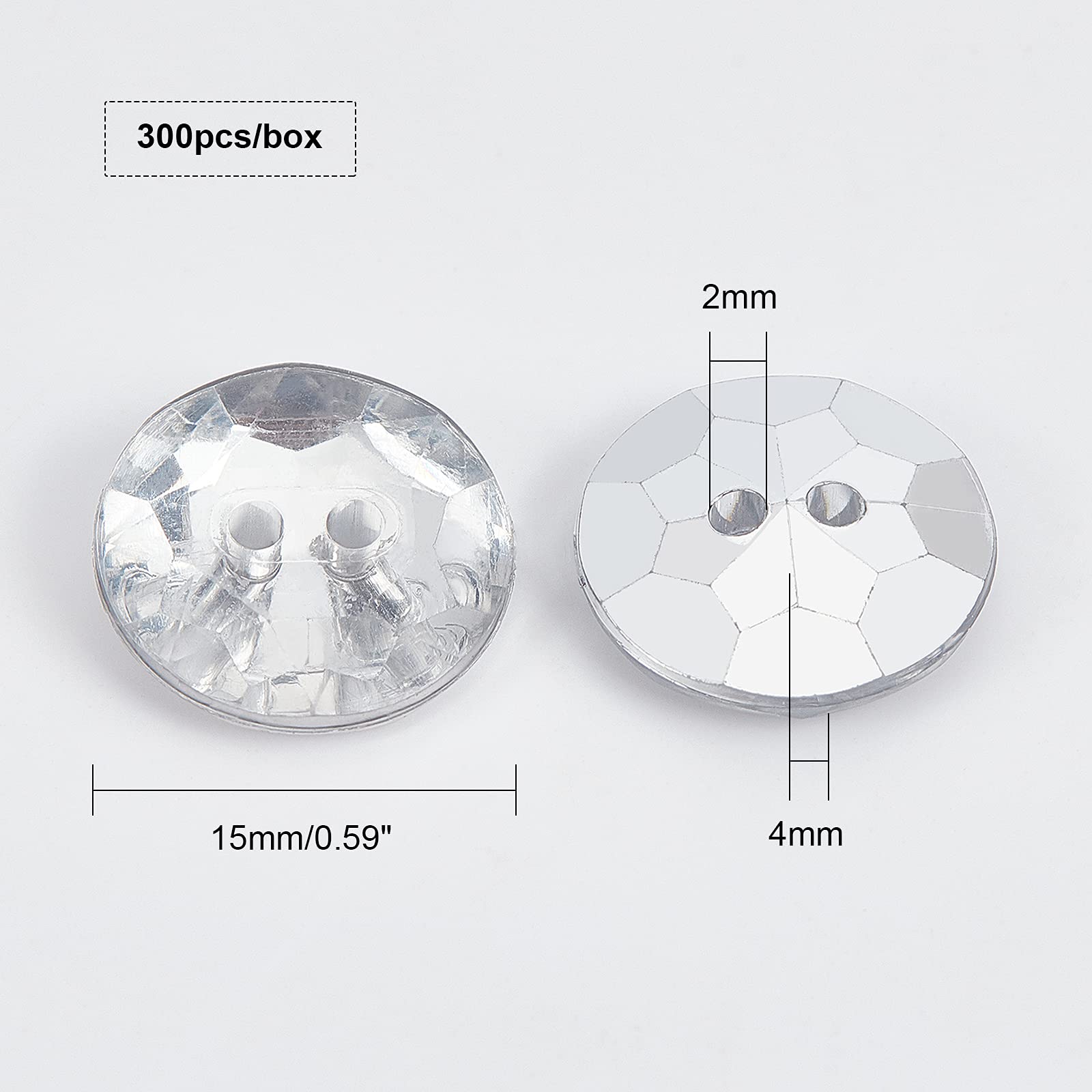 10 Bottoni Strass Trasparenti In Acrilico – 12 Mm, 2 Fori – Per Scrapbooking E Creazioni Fai Da Te