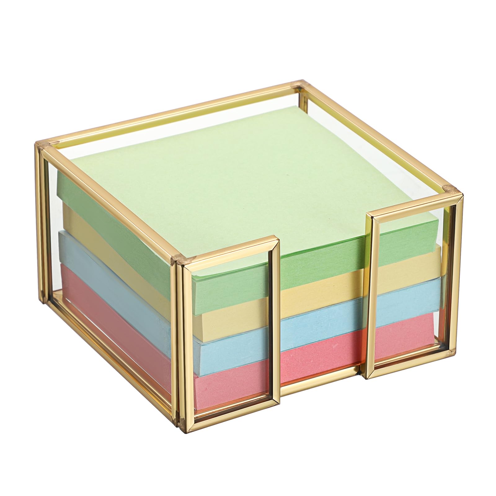 Golden Glass Sticky Note Holder - Desk Organizer -11 Golden Glass Sticky Note Holder - Desk Organizer -11