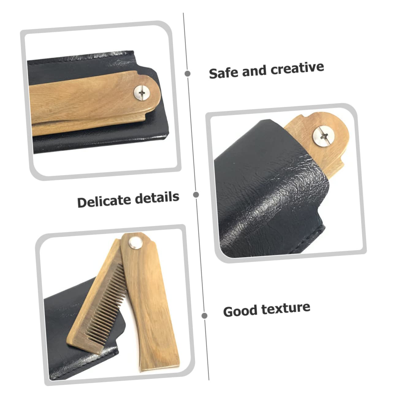 HONMEET Ergonomic Wooden Beard Comb Fine Tooth Pocket Comb Set Hair Accessory Beard Men's Beauty