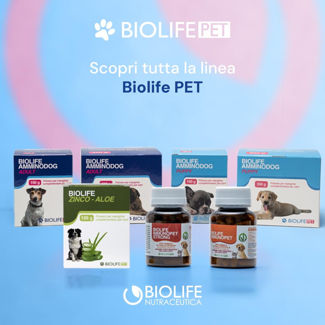 BIOLIFE Integratore per cani in polvere di succo di carota, Aloe vera e Zinco 100g | Mangime Complementare, integratore cani sistema immunitario, benessere naturale.