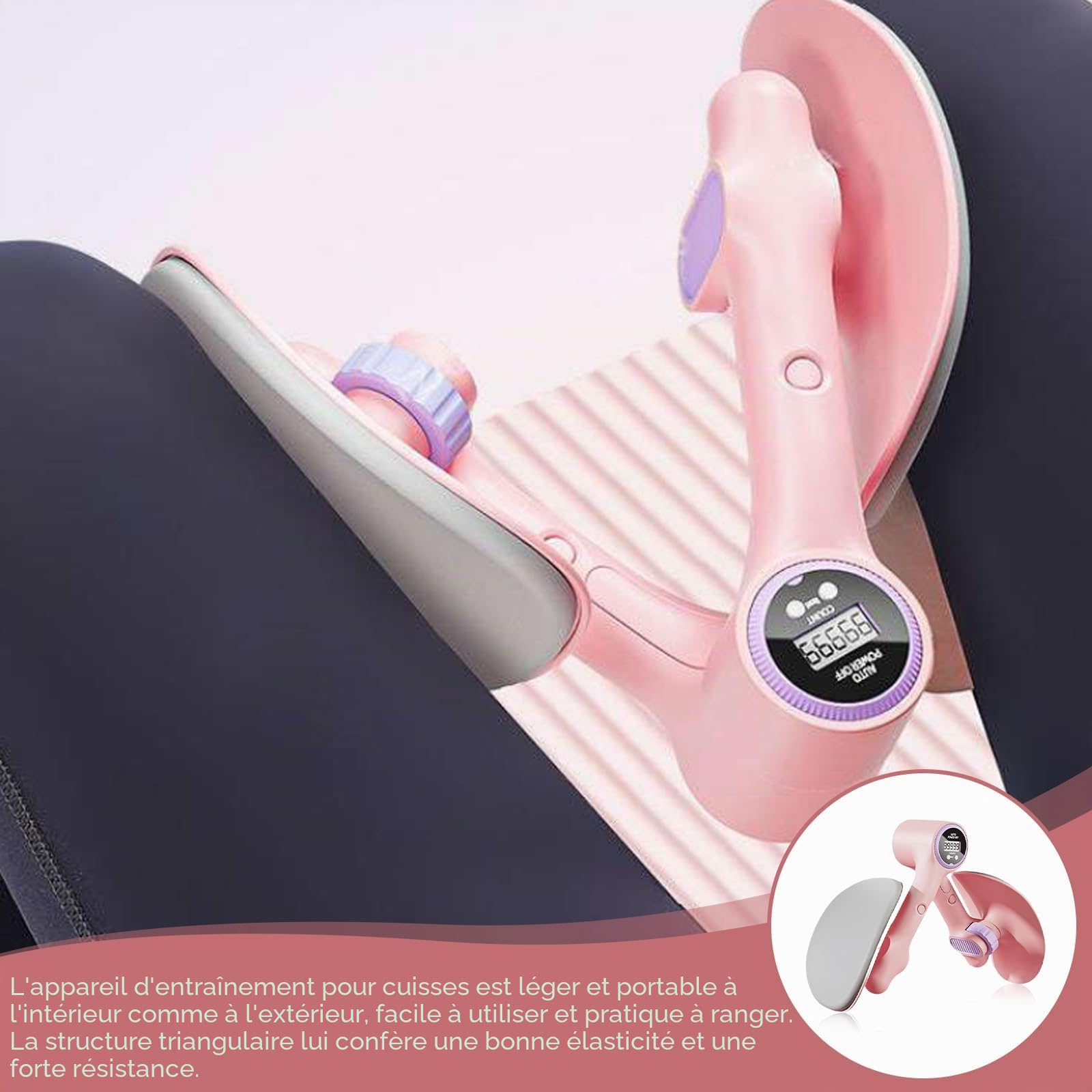Appareil d'entraînement des cuisses : appareil d'entraînement du plancher pelvien pour femme, appareil de musculation des jambes, presse pour les fesses avec fonction de comptage, appareil